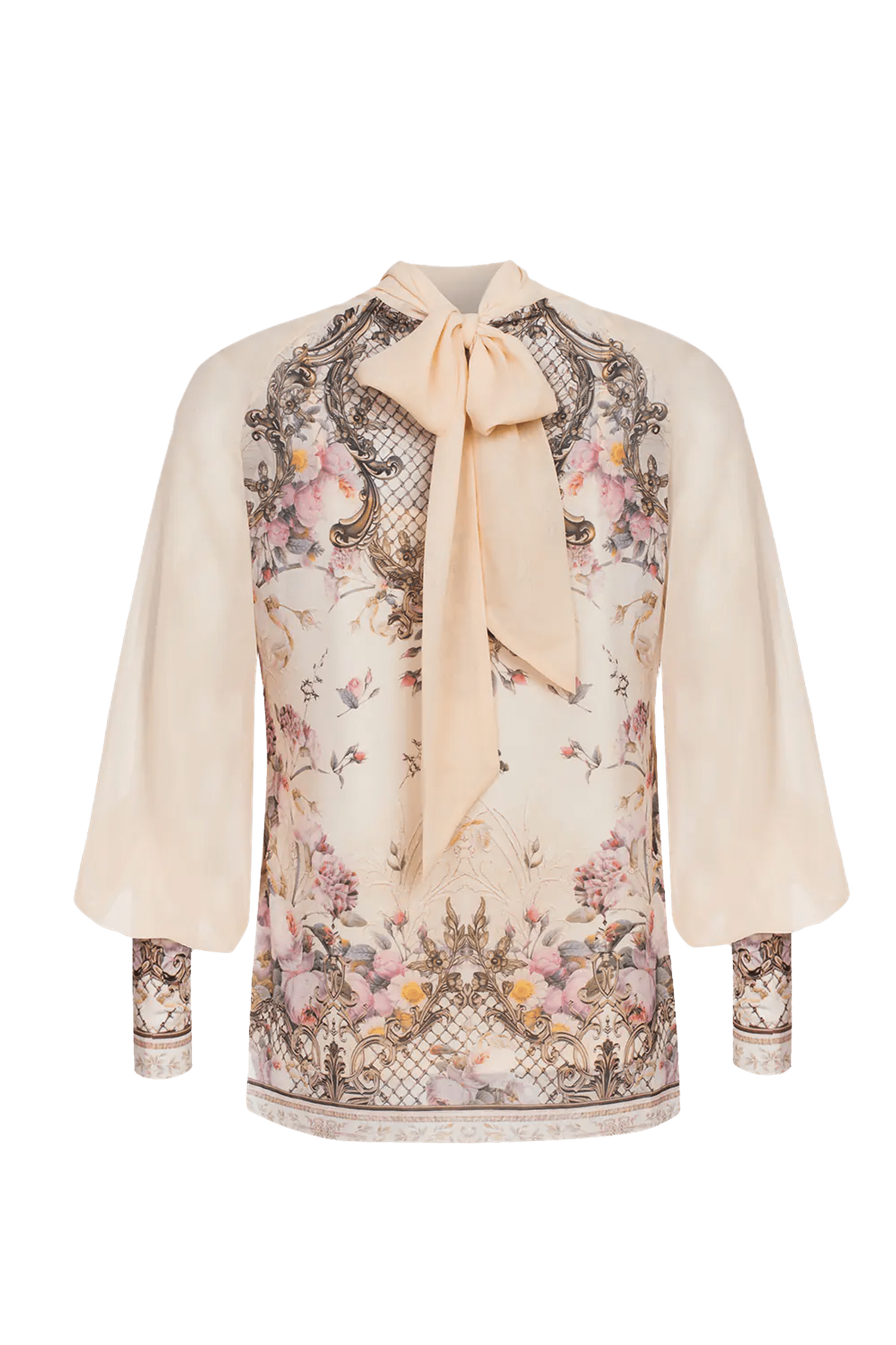 2-IN-1 DESIGNER CHIFFON-BLUSE UND TOP - BAROCKBLUMEN