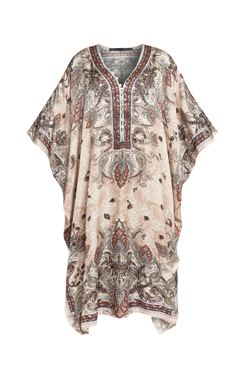 SATIN VISCOSE CAFTAN - PAISLEY BEIGE