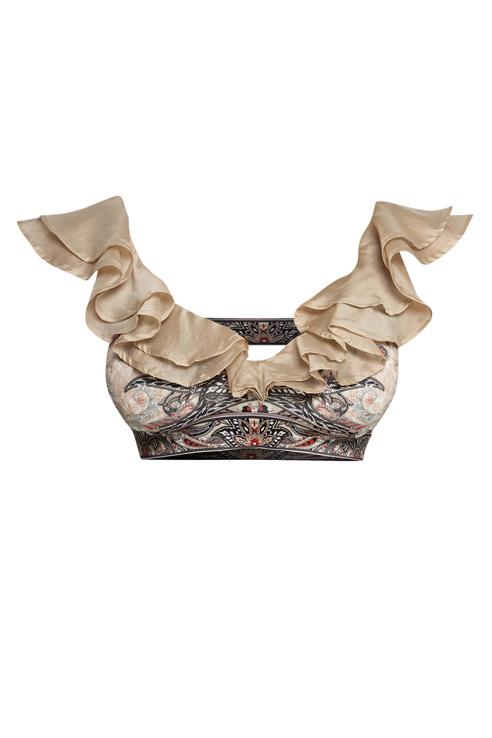 CROP TOP BIKINI TOP – PAISLEY BEIGE