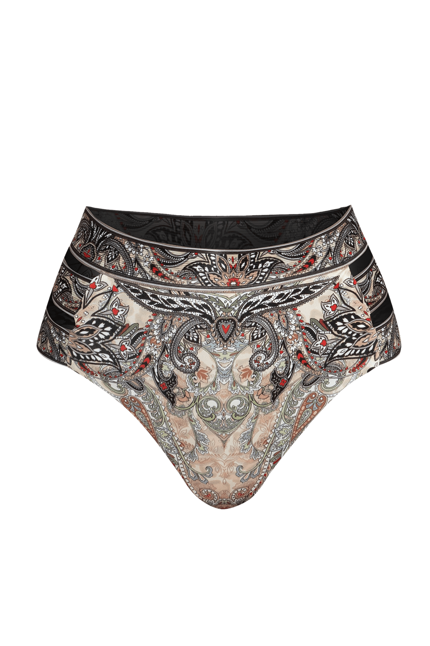HIGH-WAISTED BIKINI BOTTOMS – PAISLEY BEIGE