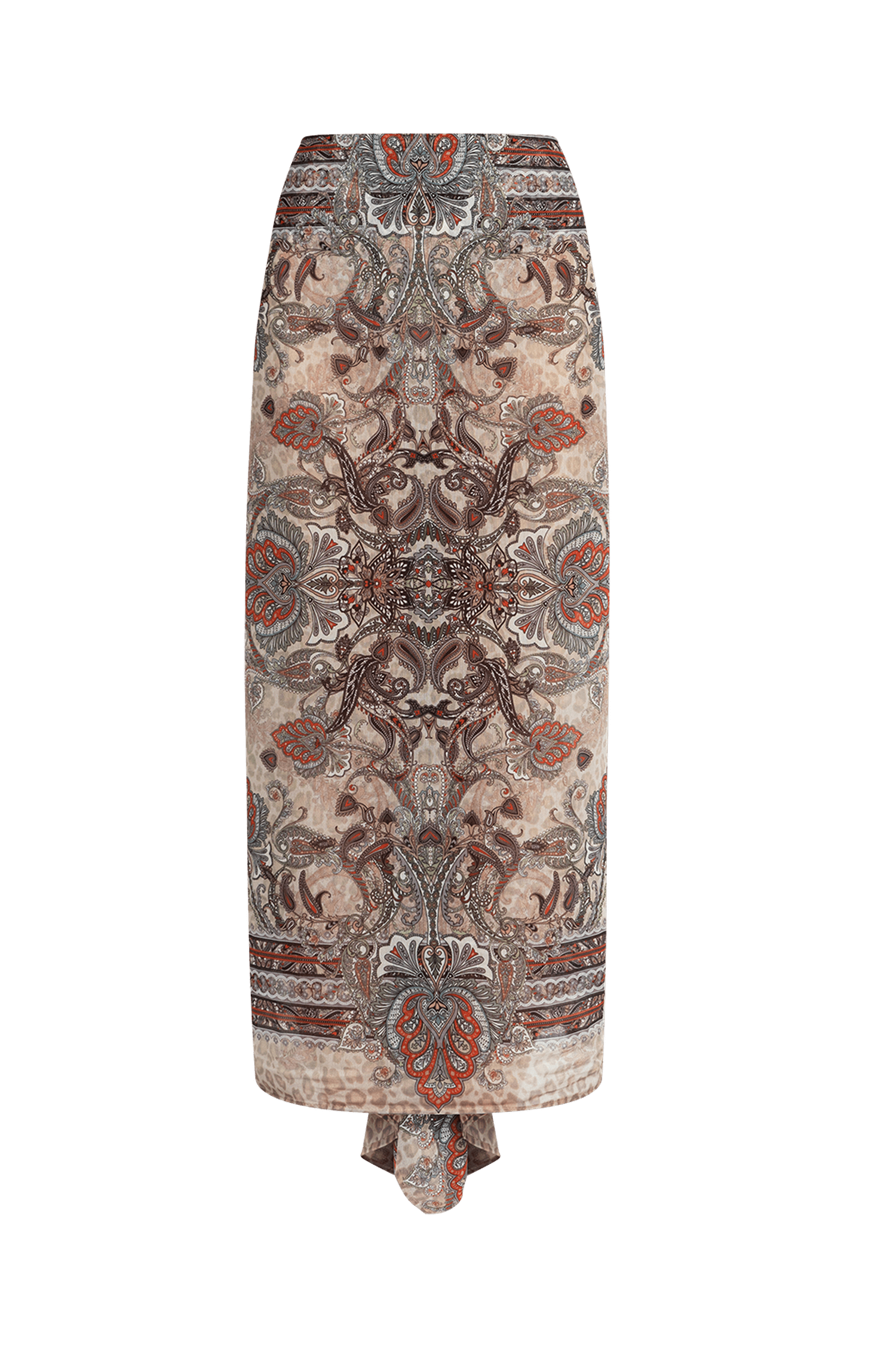 SILK VISCOSE SARONG & SCARF SET – PAISLEY BEIGE