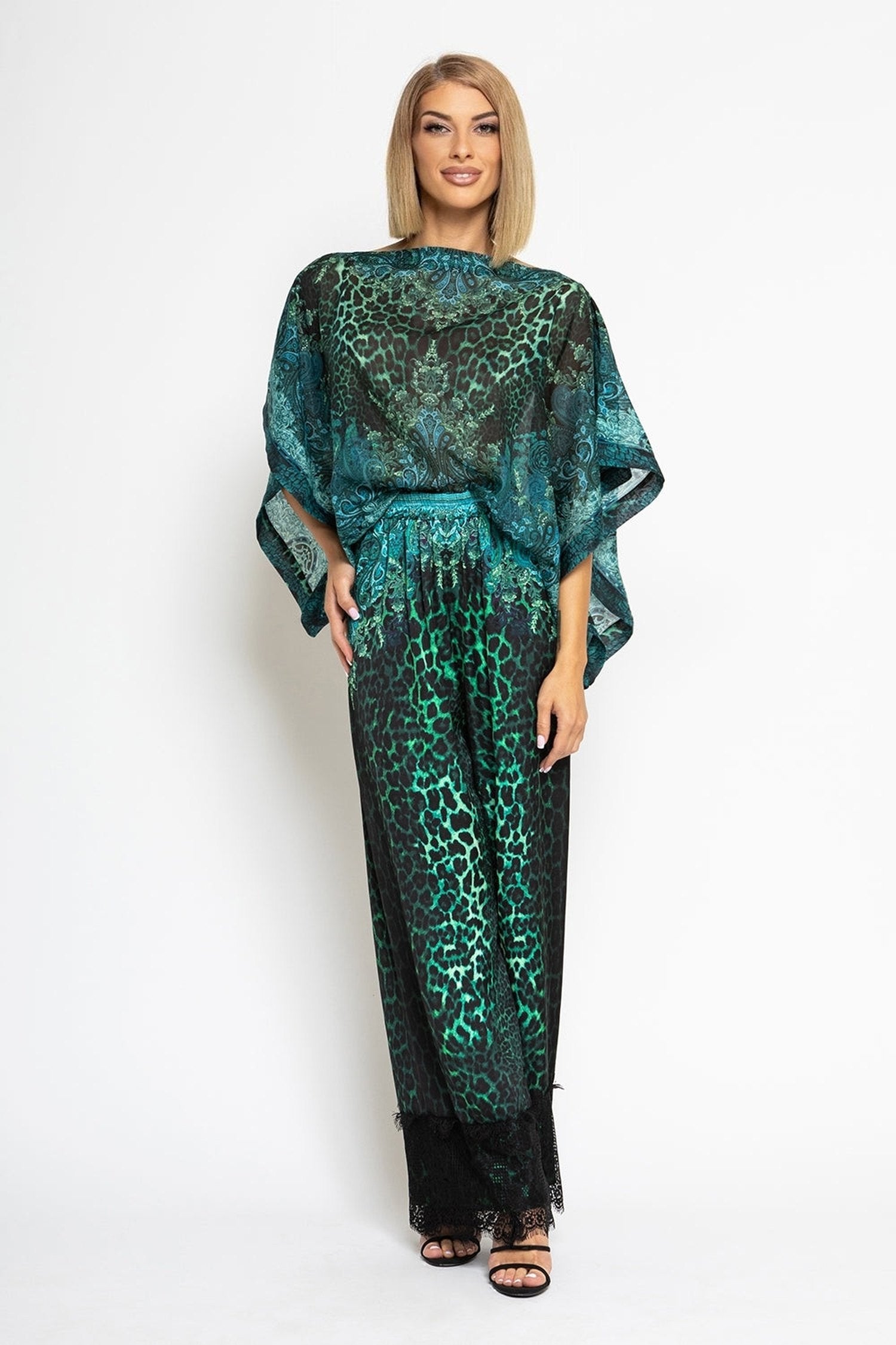 VISCOSE LOOSE TROUSERS - LEO NEON GREEN