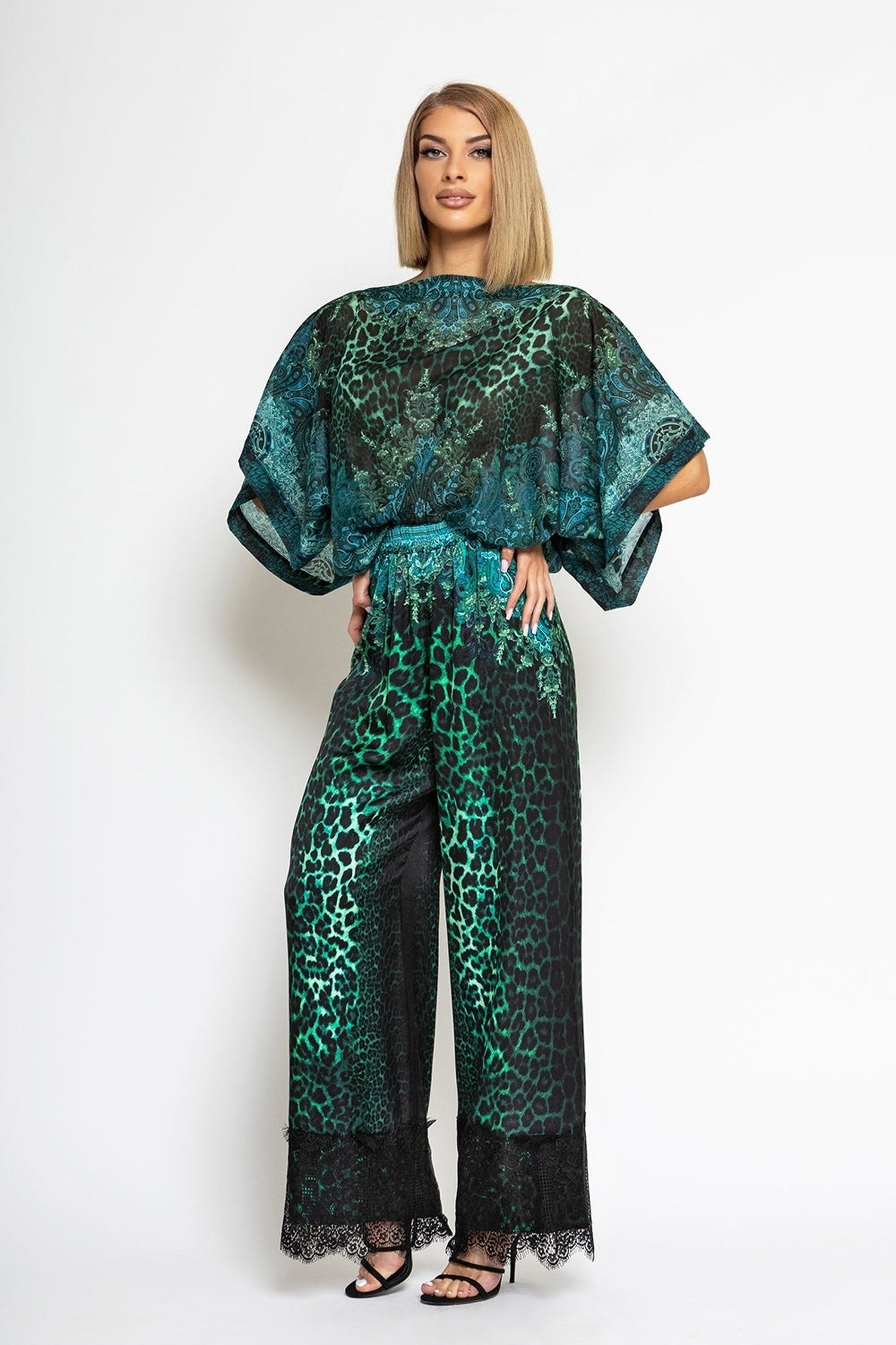 VISCOSE LOOSE TROUSERS - LEO NEON GREEN