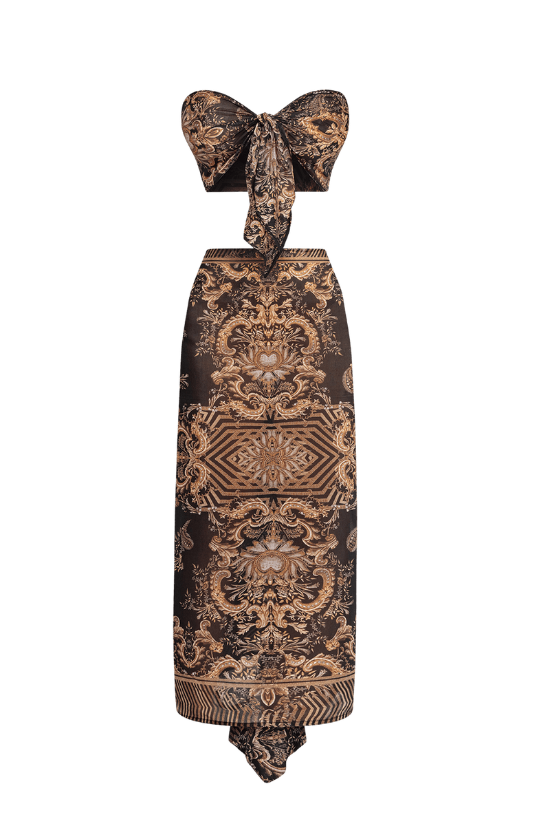 SILK VISCOSE PAREO AND SCARF SET - GOLDEN STRIPES JIORO ПАРЕО ОТ ВИСКОЗА С КОПРИНА - GOLDEN STRIPES JIORO