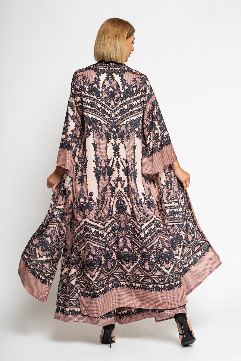 KIMONO IN VISCOSA SATINATA - GRAFFITI POWDER