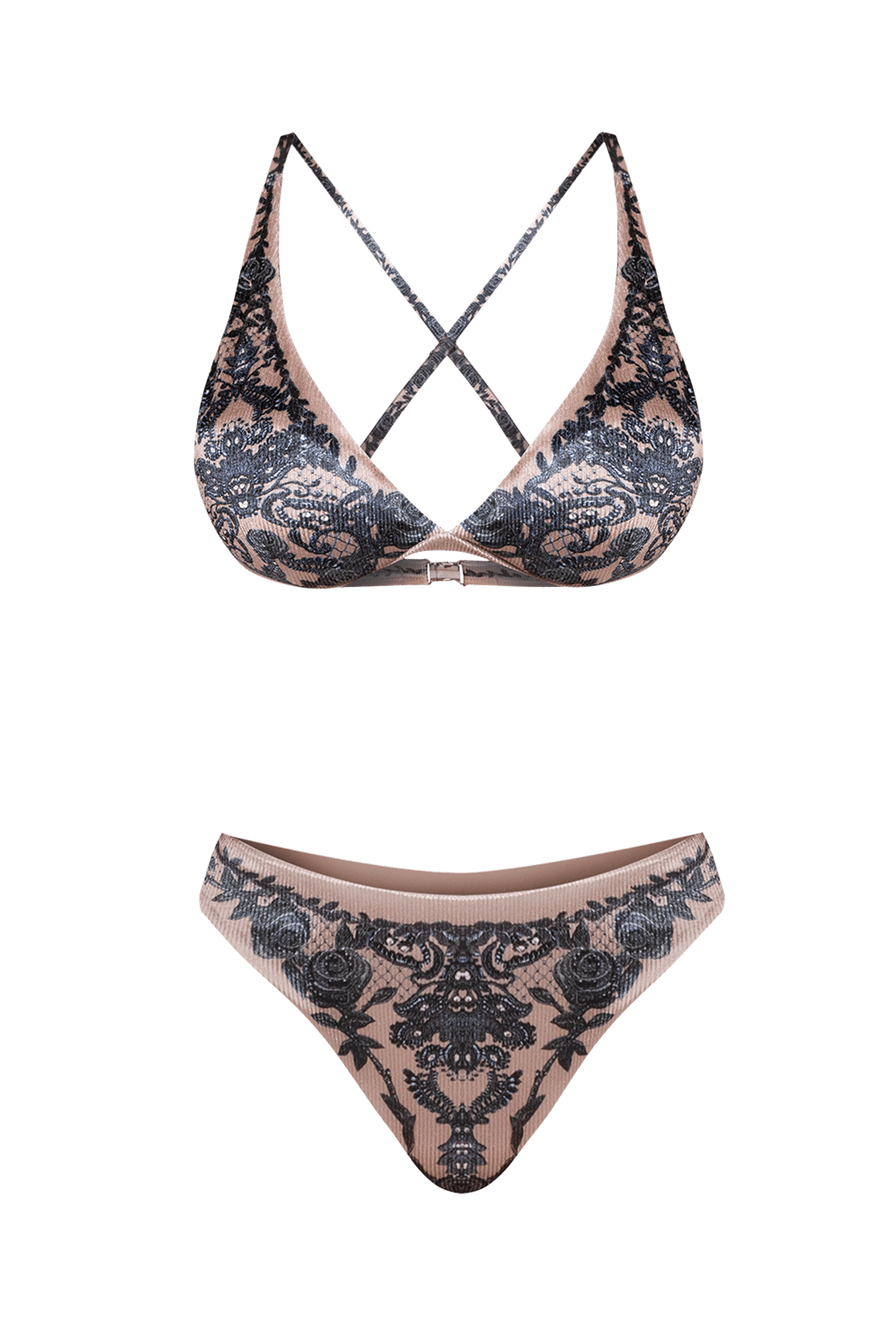 RIBBED VELVET BIKINI SWIMWEAR - GRAFFITI POWDER