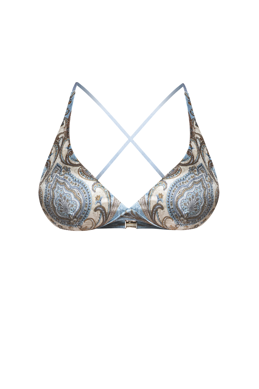 TRIANGLE-STYLE TOP IN RIBBED VELVET - PAISLEY SKY