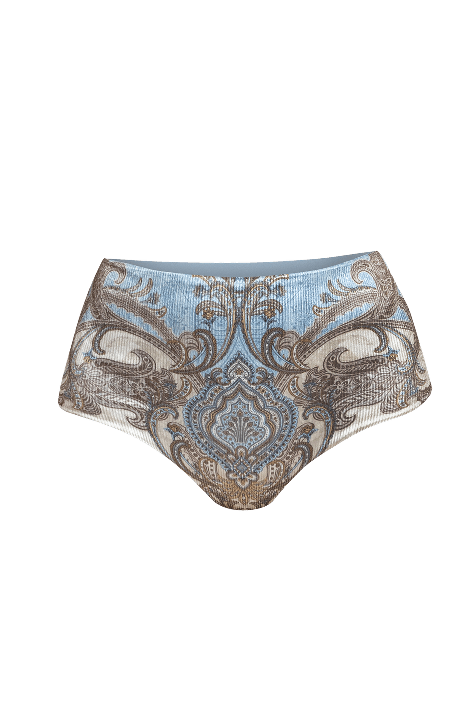 HIGH WAIST VELVET BRIEFS - PAISLEY SKY