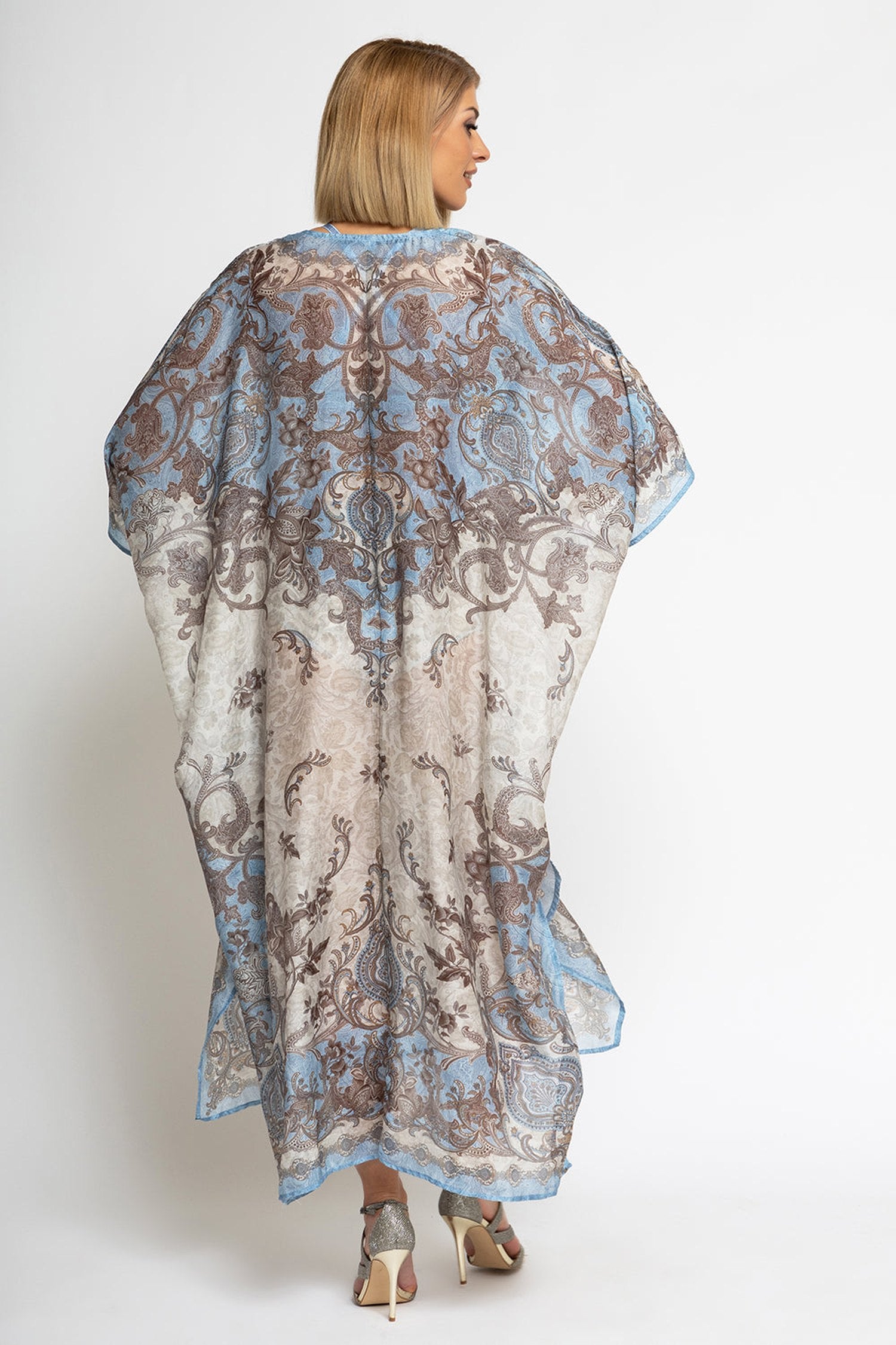 SILK COTTON CAFTAN - PAISLEY SKY