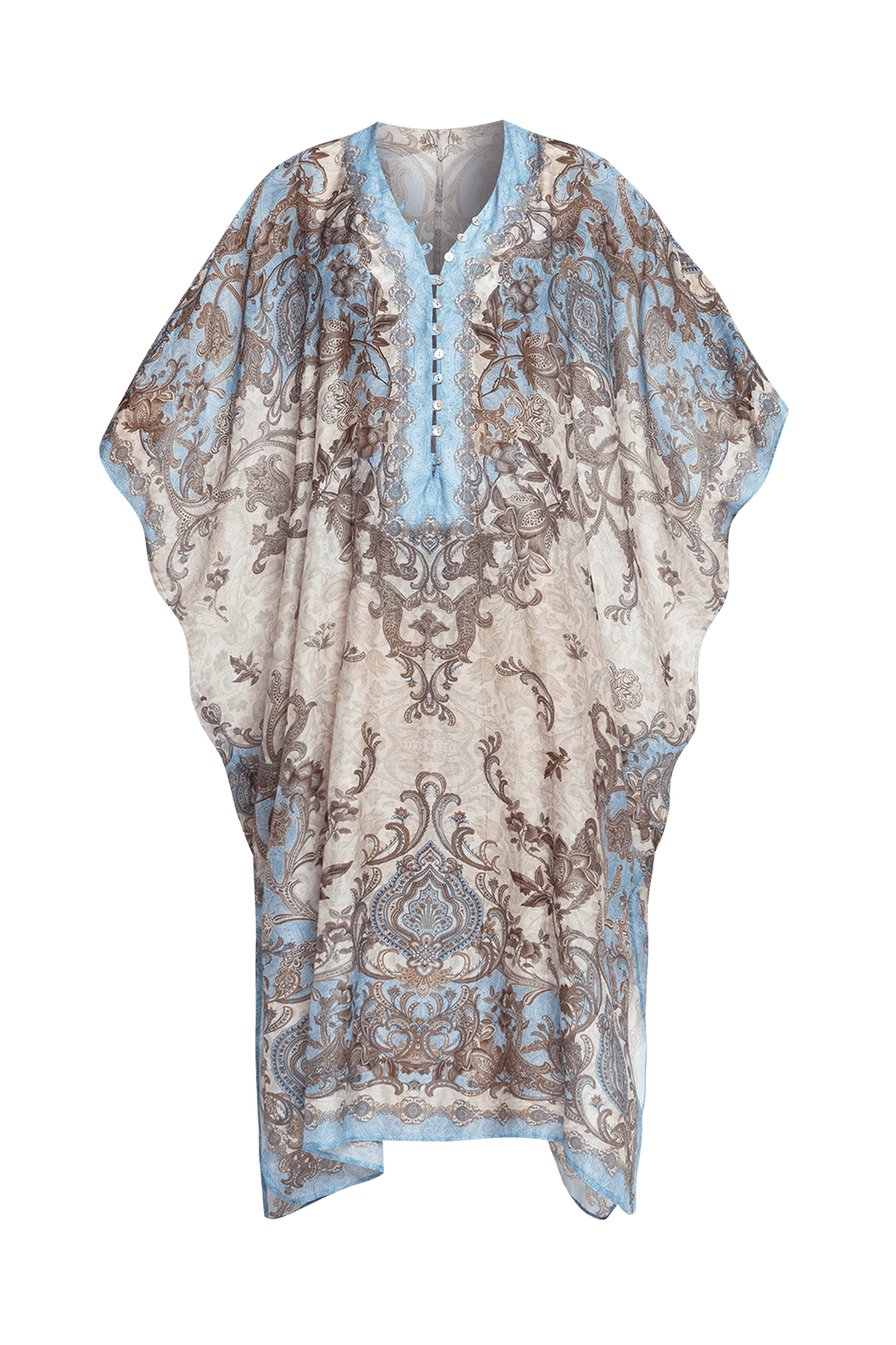 SILK COTTON CAFTAN - PAISLEY SKY