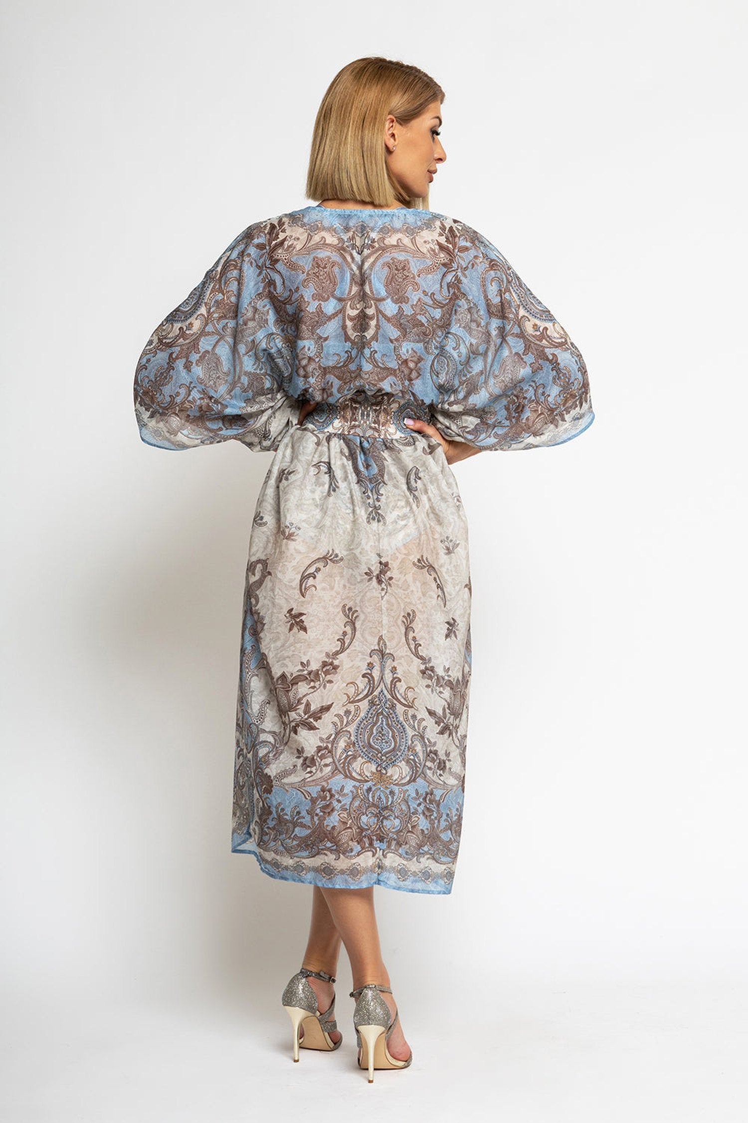 SILK COTTON CAFTAN - PAISLEY SKY
