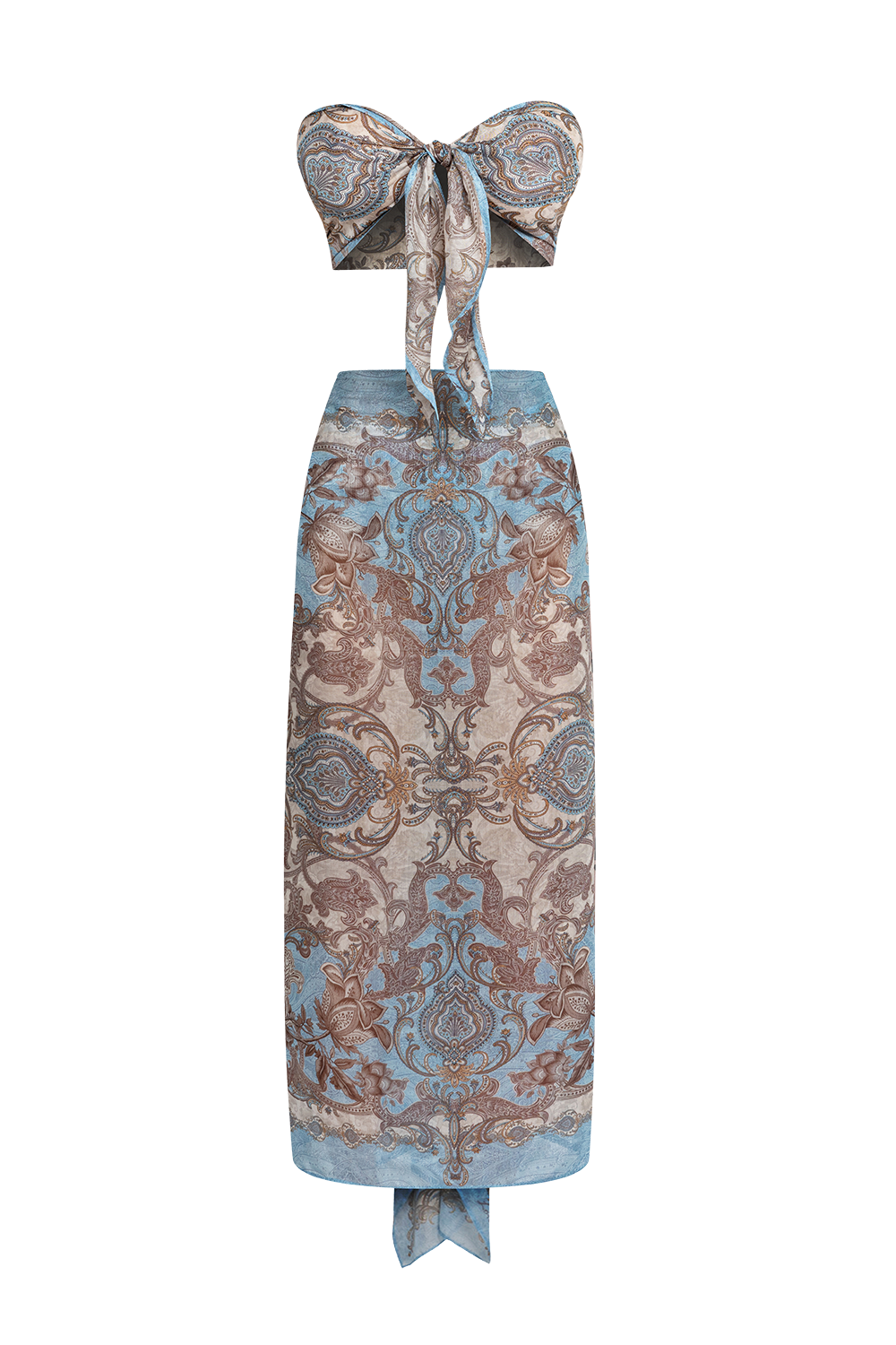 SILK COTTON PAREO AND SCARF SET - PAISLEY SKY