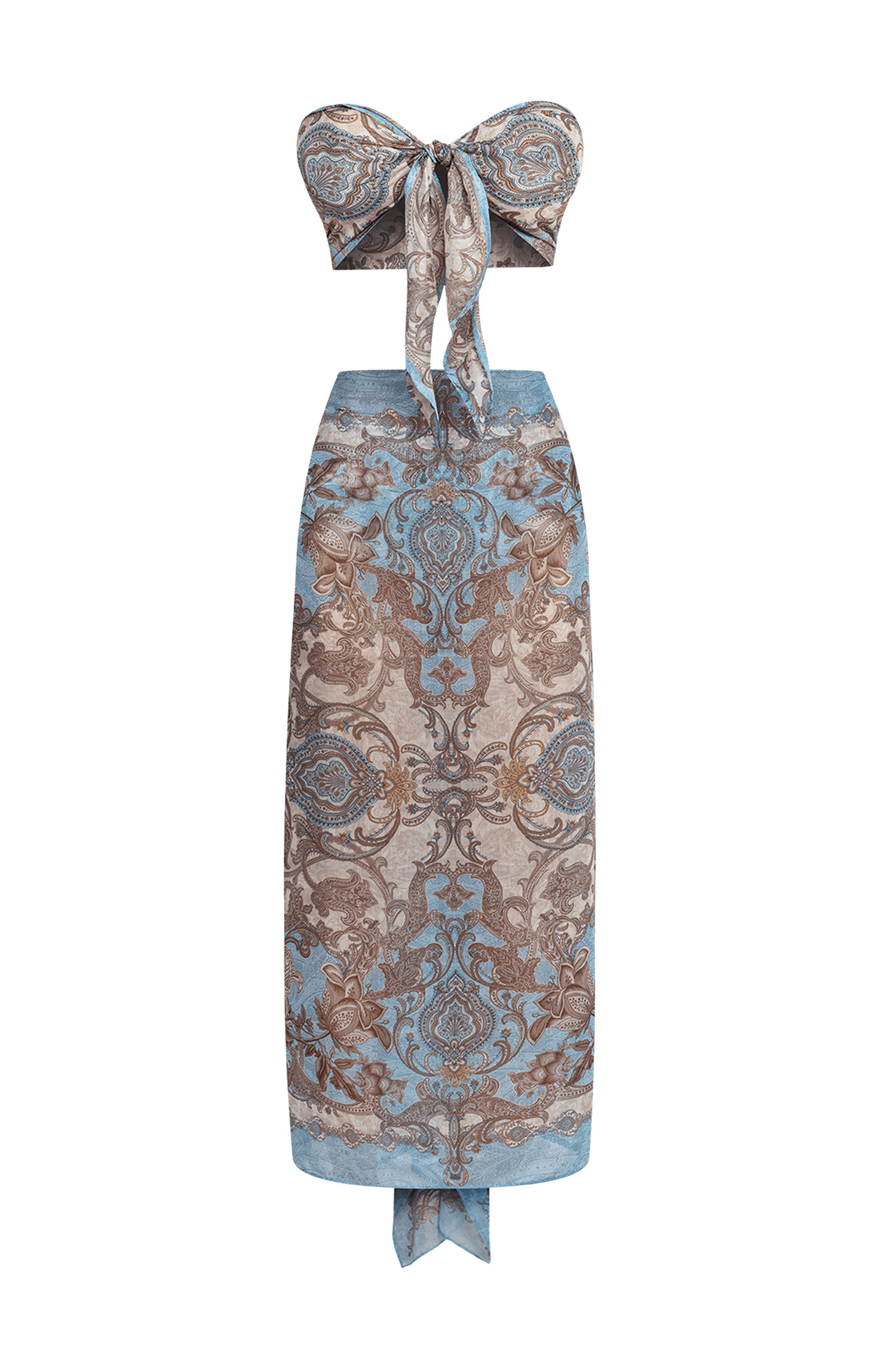 SILK COTTON PAREO AND SCARF SET - PAISLEY SKY