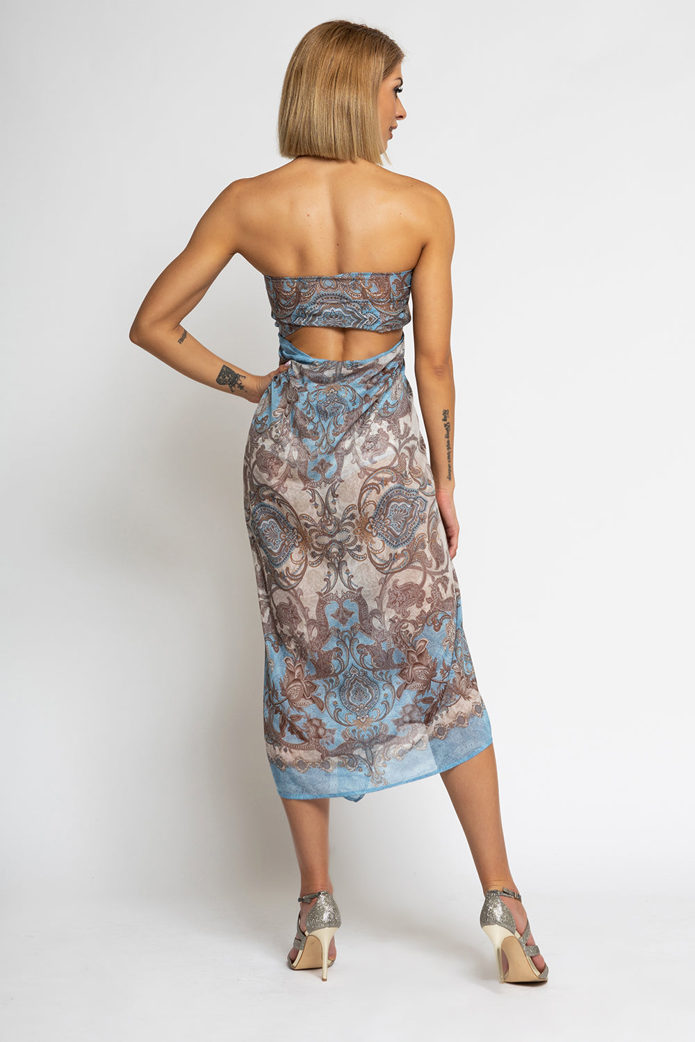 SILK COTTON PAREO AND SCARF SET - PAISLEY SKY