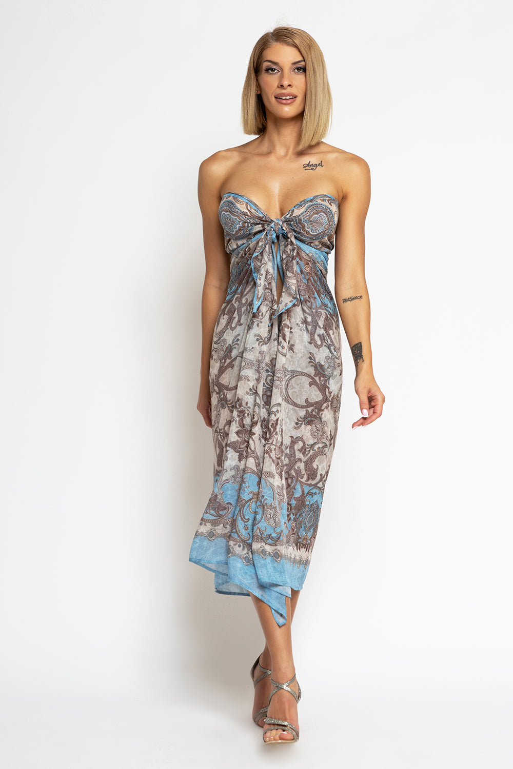 SILK COTTON PAREO AND SCARF SET - PAISLEY SKY