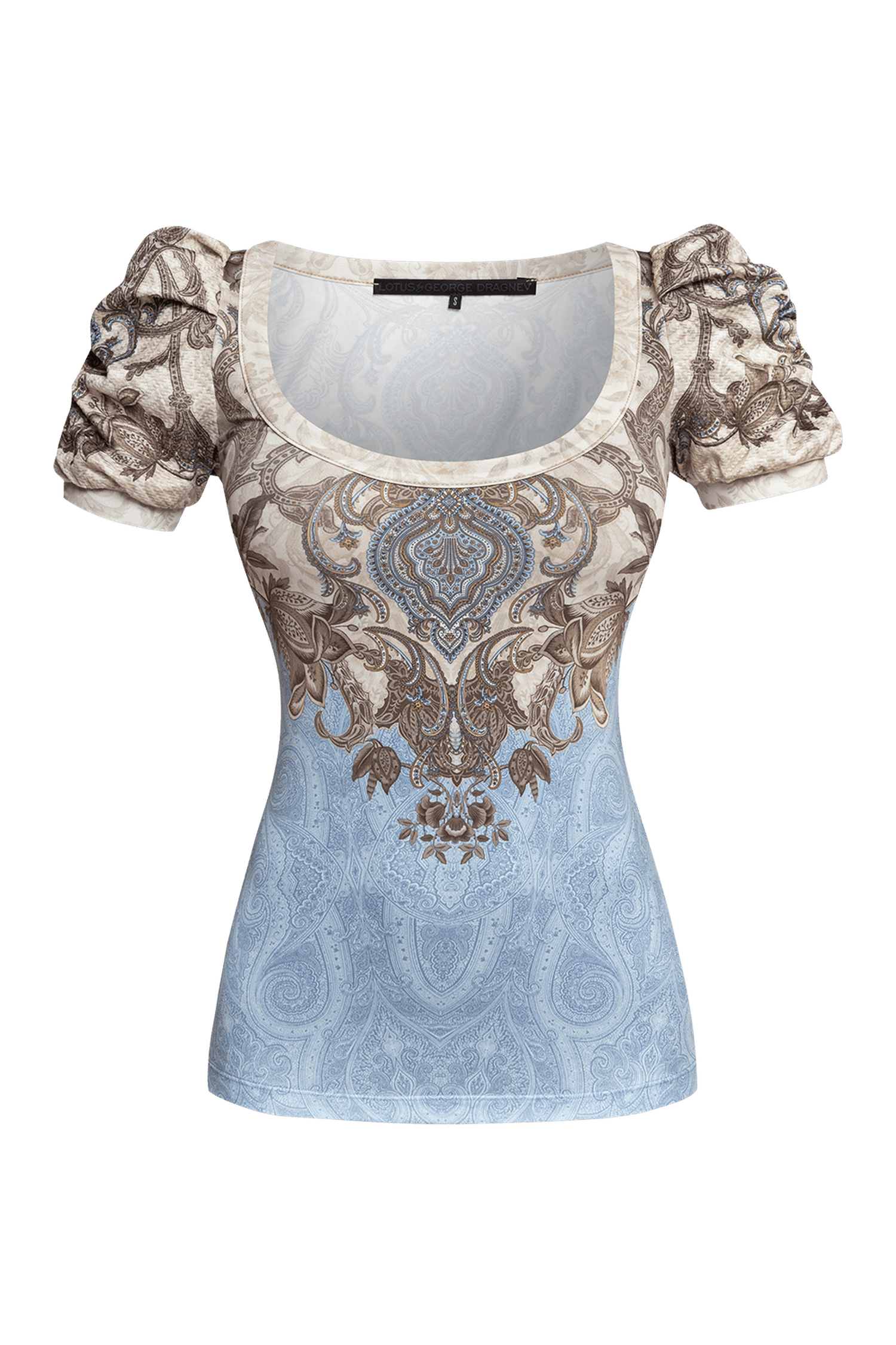 PUFF SLEEVE T-SHIRT - PAISLEY SKY