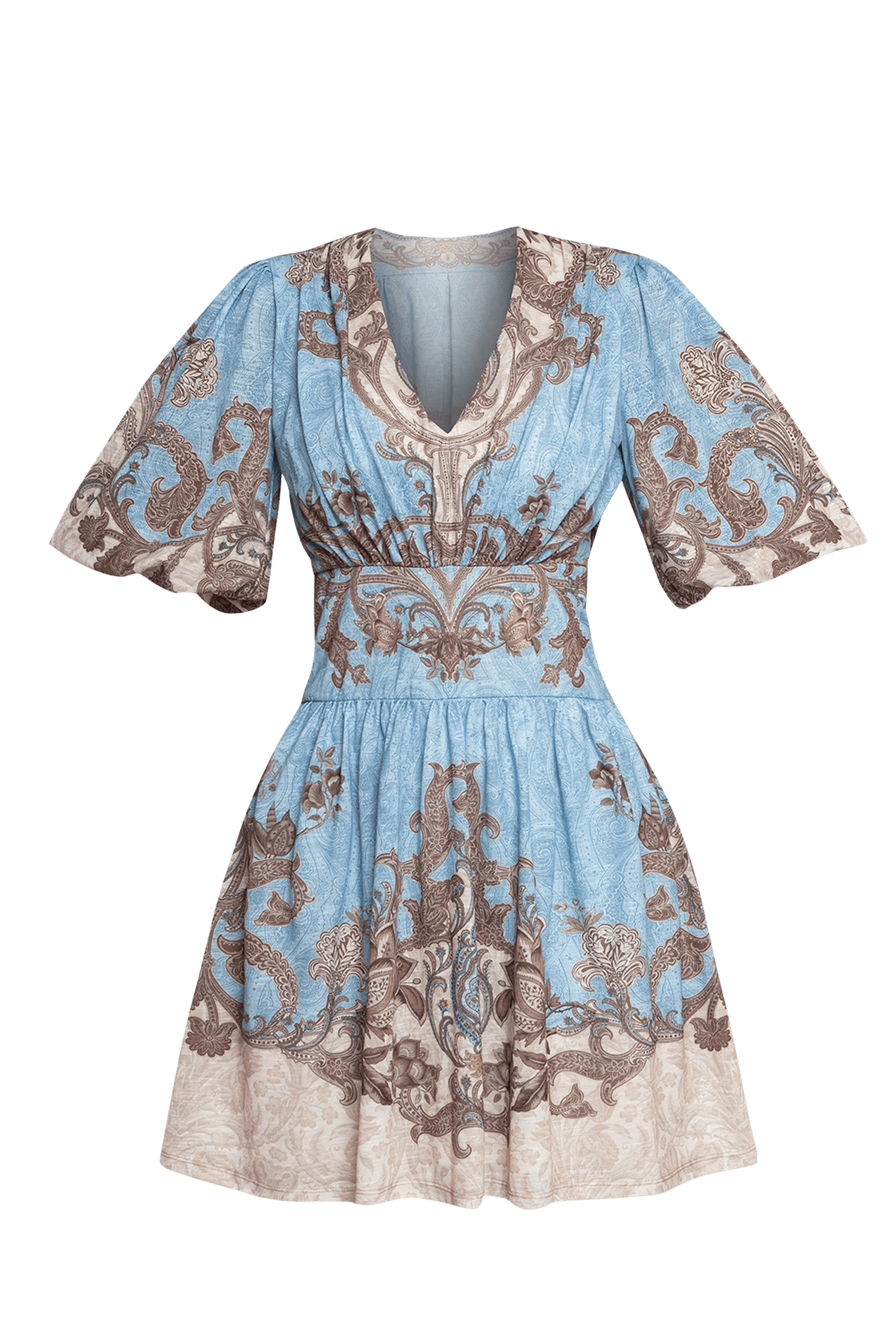VESTITO CON MANICA A VOLUME - PAISLEY SKY