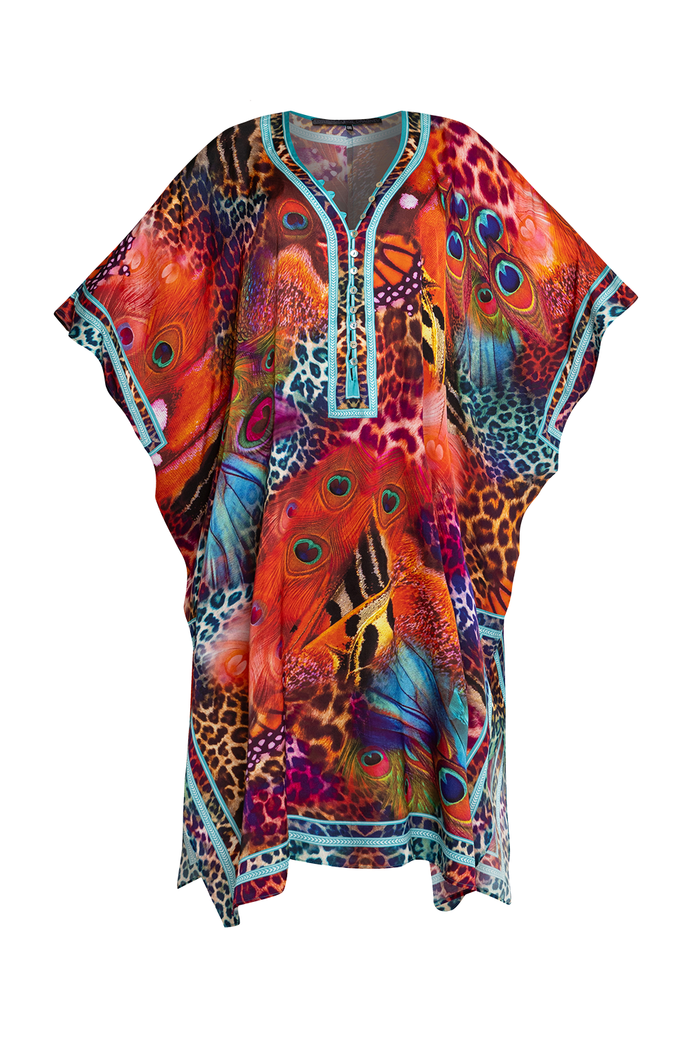 SATIN VISCOSE CAFTAN - LEO NEON WILD