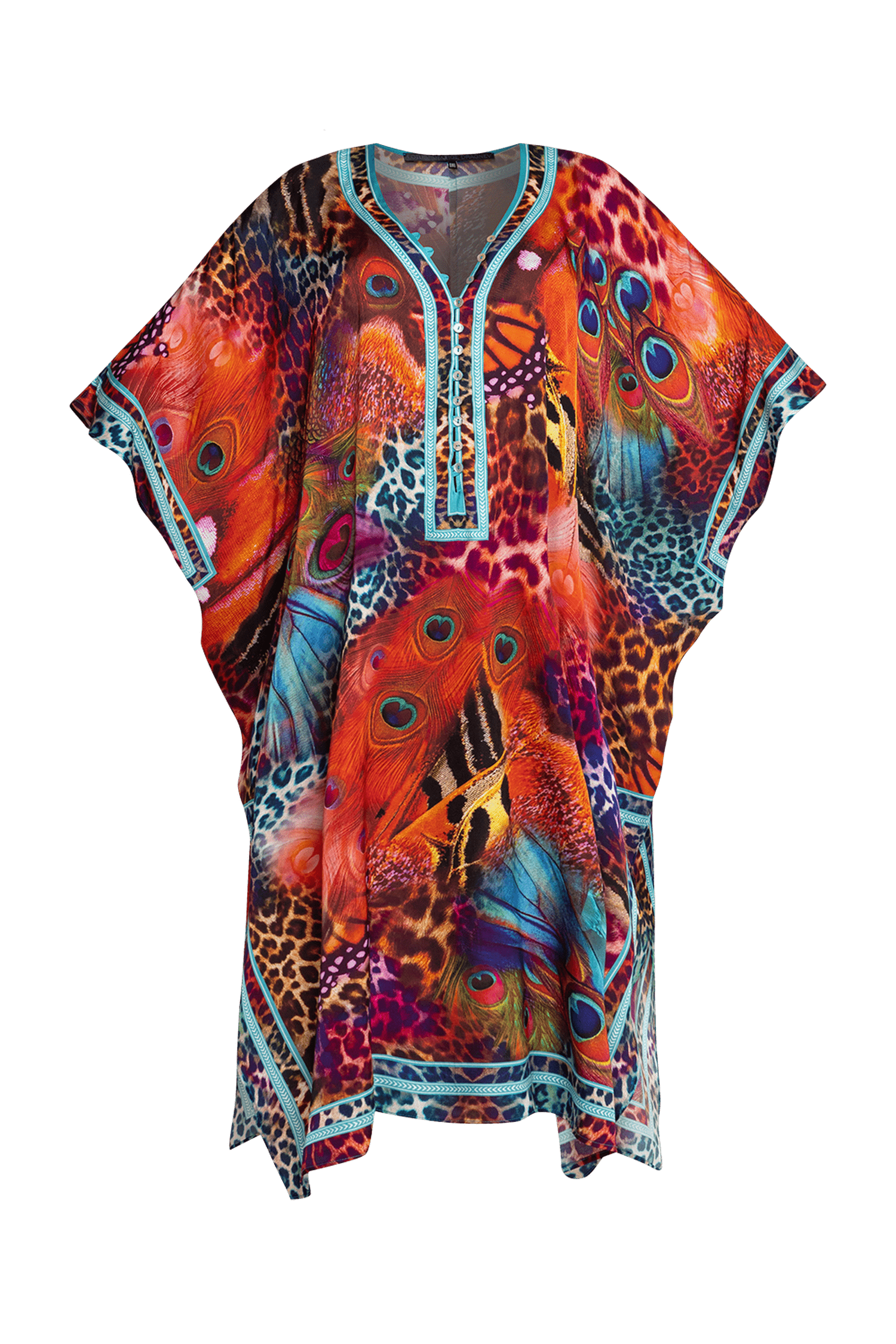 SATIN VISCOSE CAFTAN - LEO NEON WILD