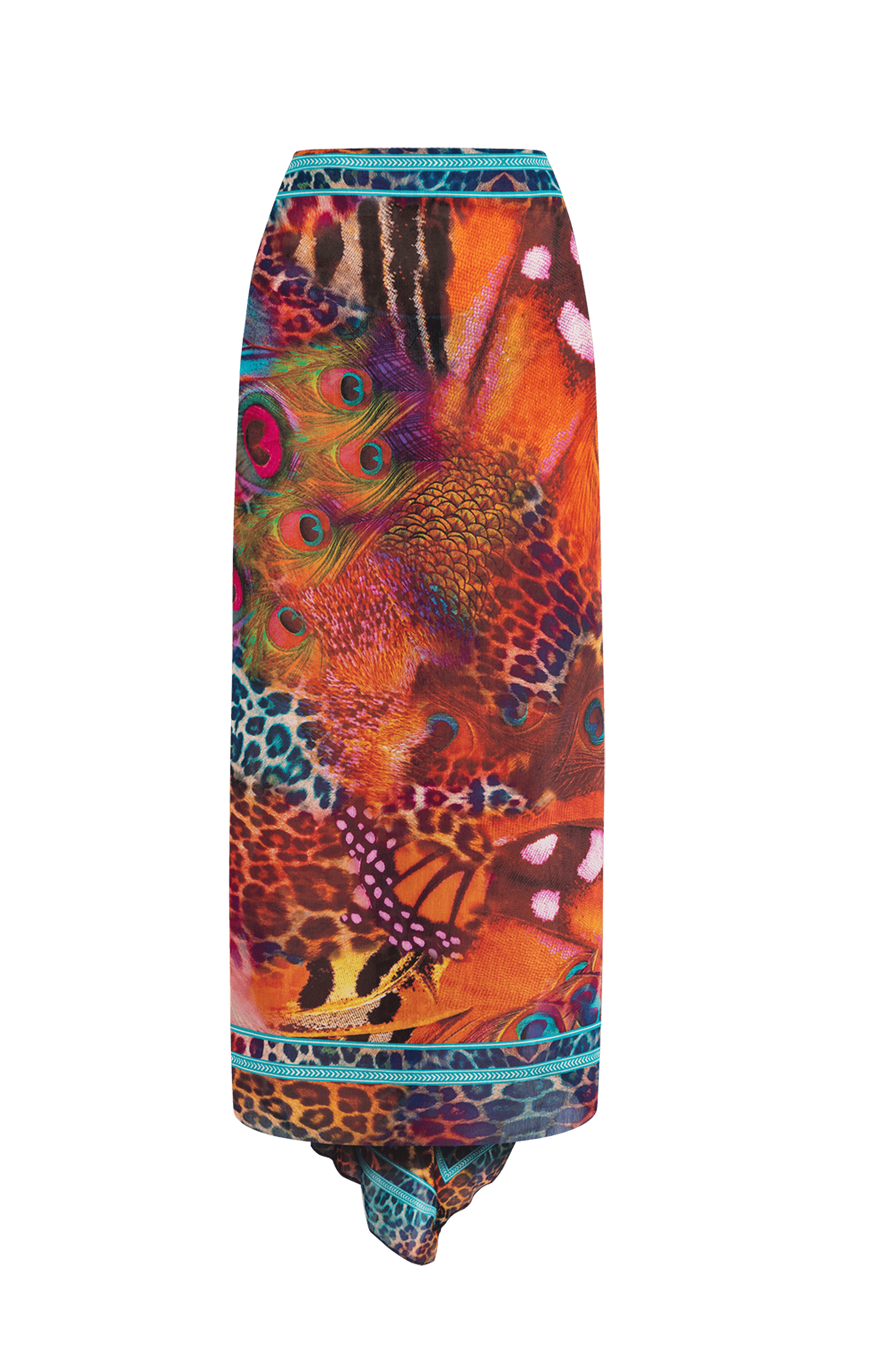 SILK AND COTTON PAREO AND SCARF SET - LEO NEON WILD