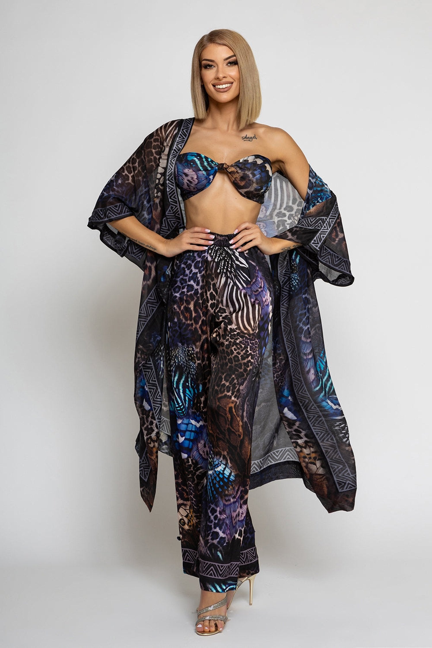LOOSE FIT VISCOSE PANTS - LEO NEON DARK