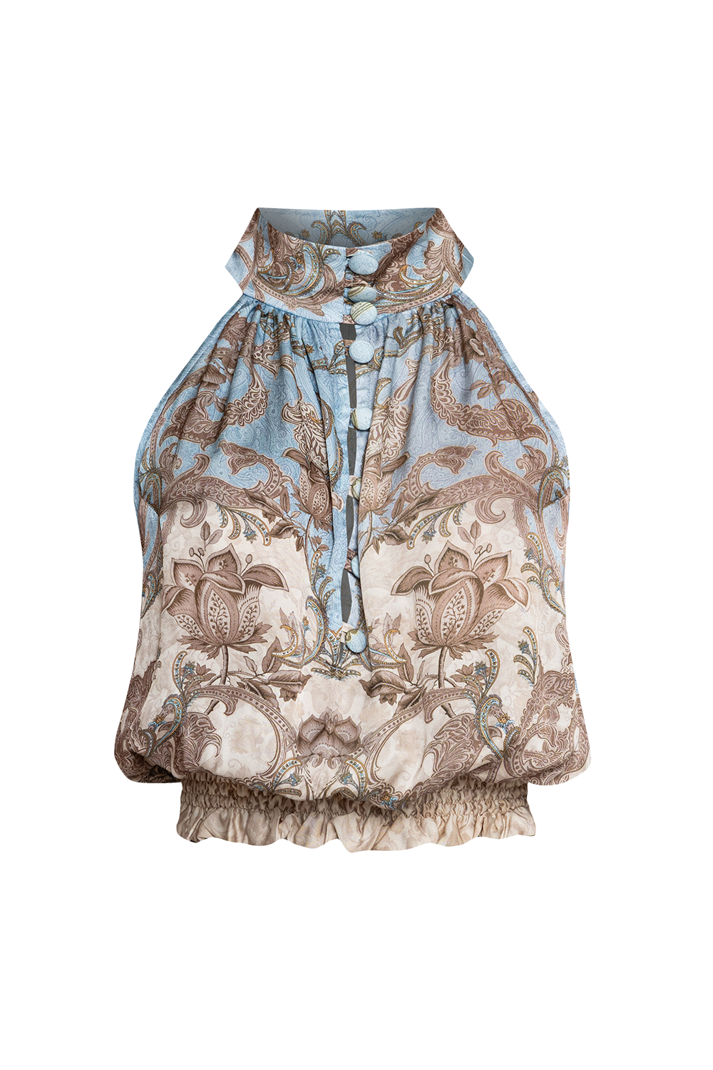 VISCOSE SATIN CROP TOP - PAISLEY SKY