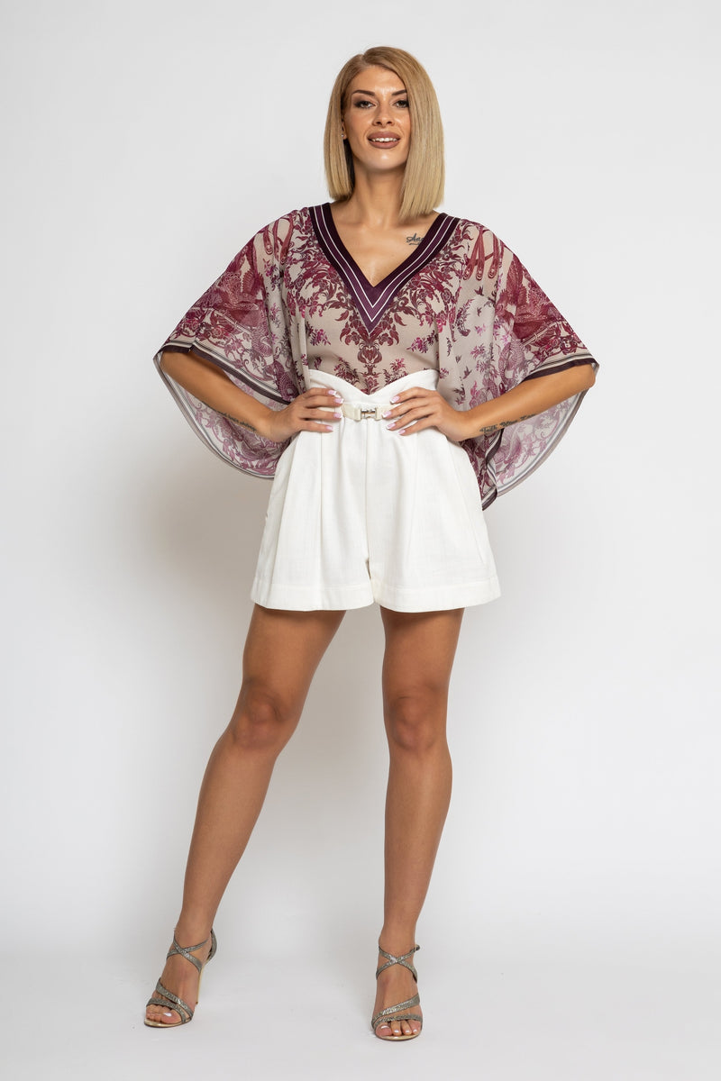 TUNICA IN CHIFFON - ASIA BORDEAUX