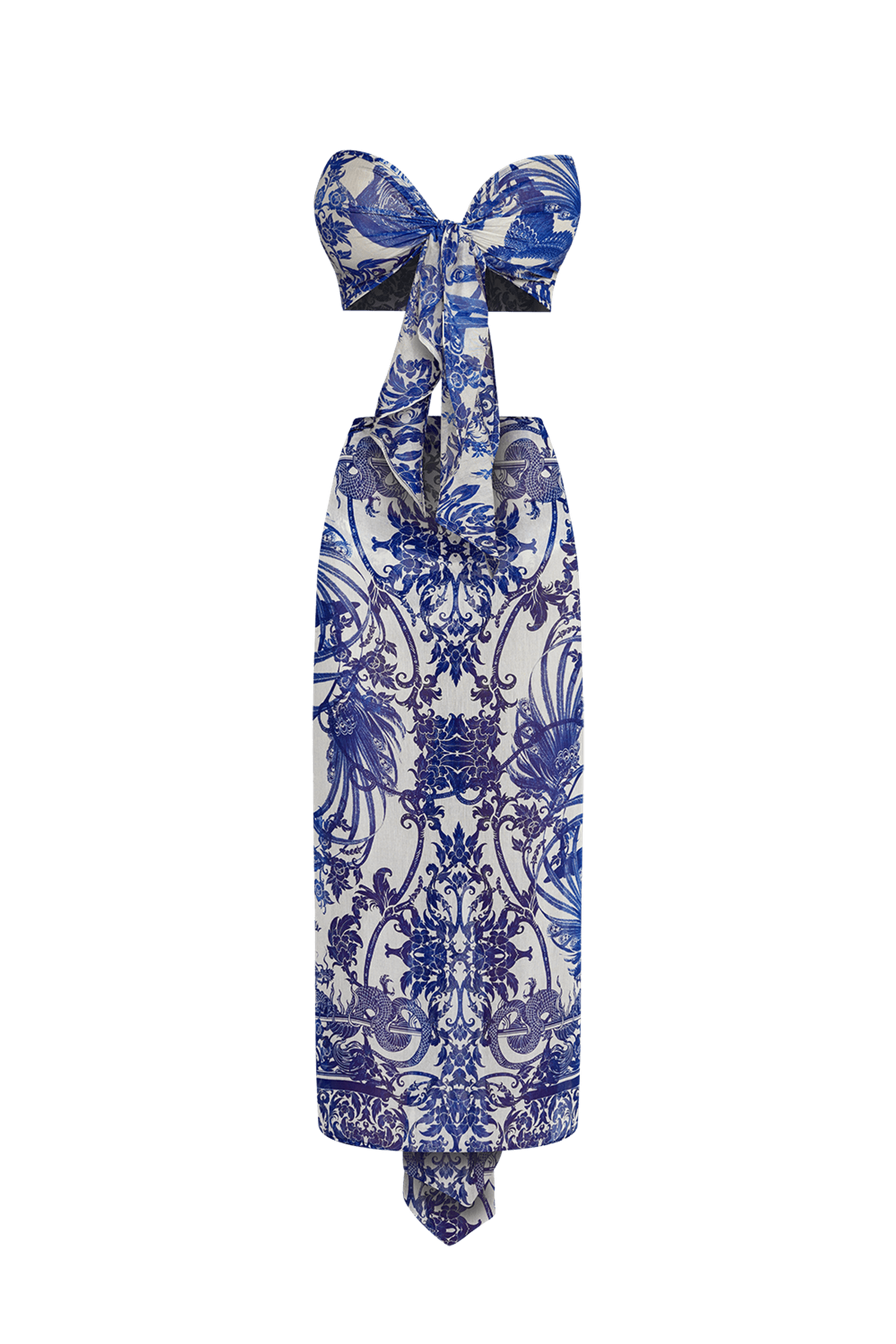 COTTON SILK PAREO AND SCARF SET - ASIA SKY