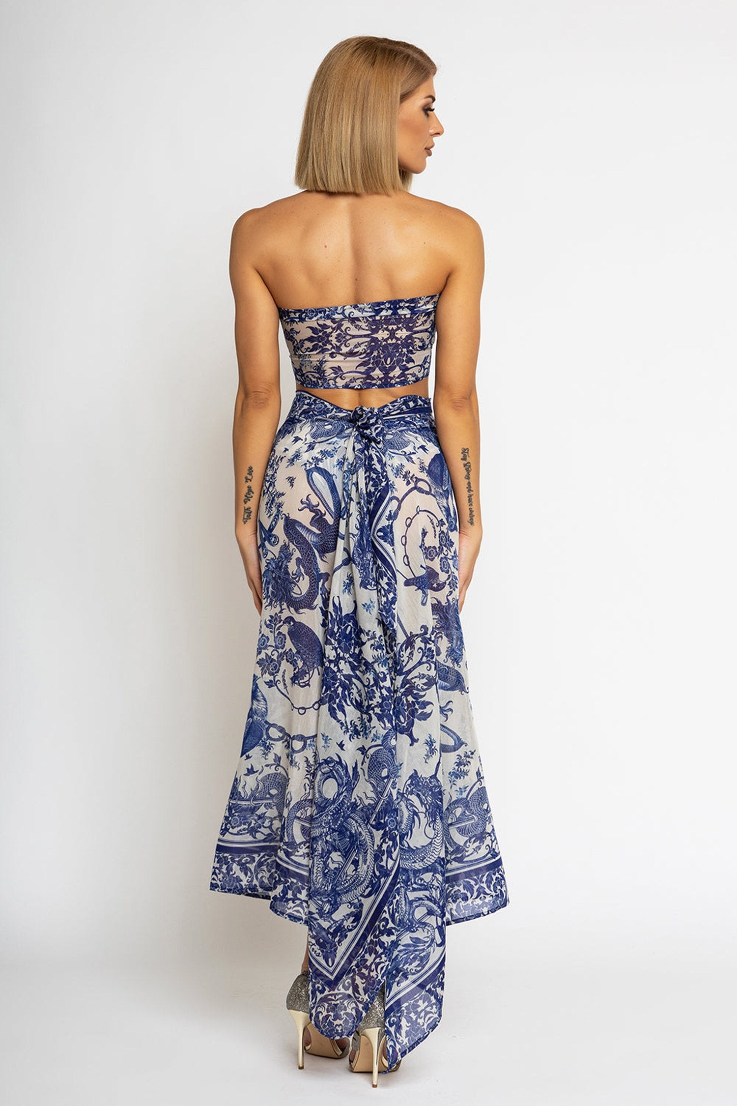 COTTON SILK PAREO AND SCARF SET - ASIA SKY