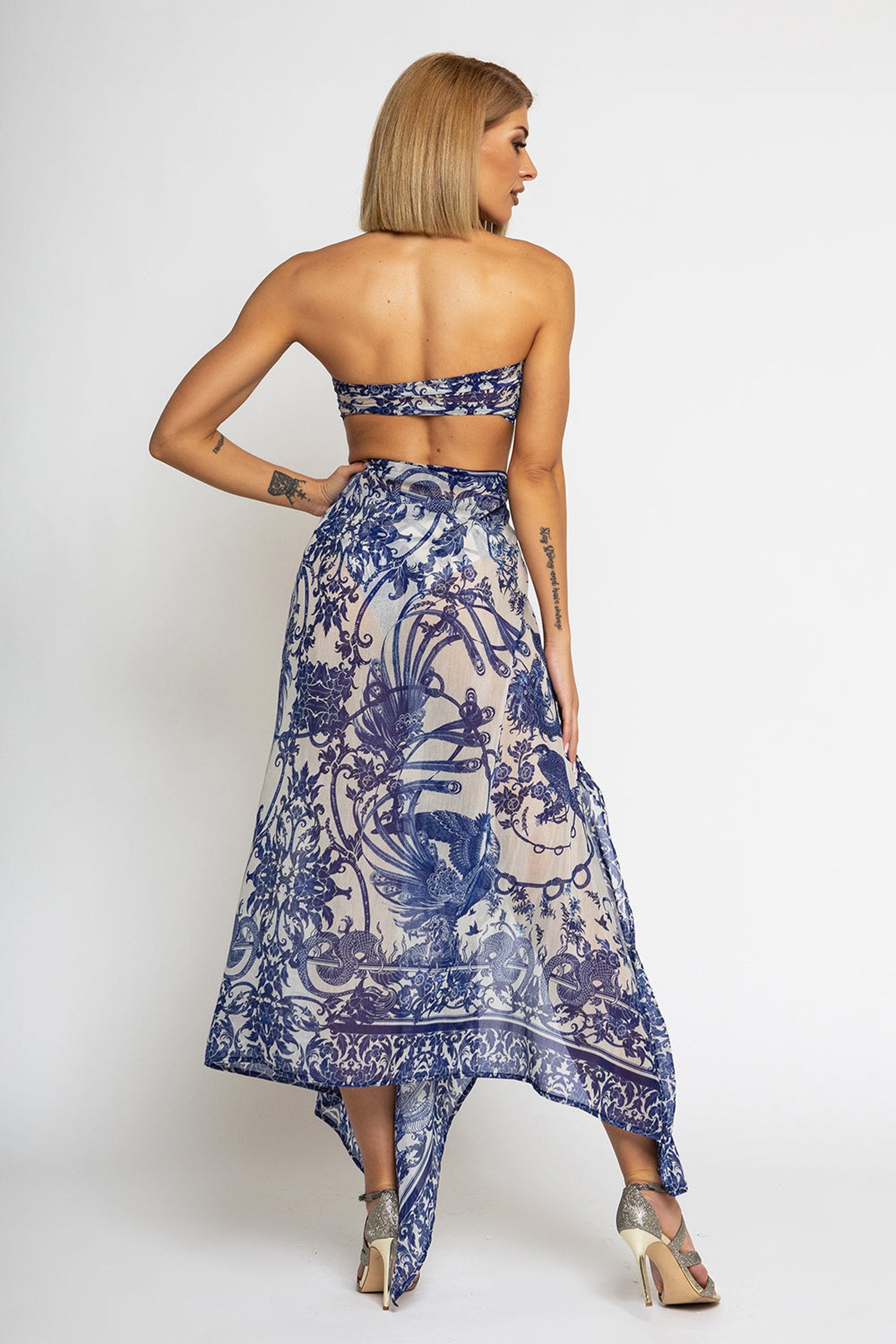 COTTON SILK PAREO AND SCARF SET - ASIA SKY
