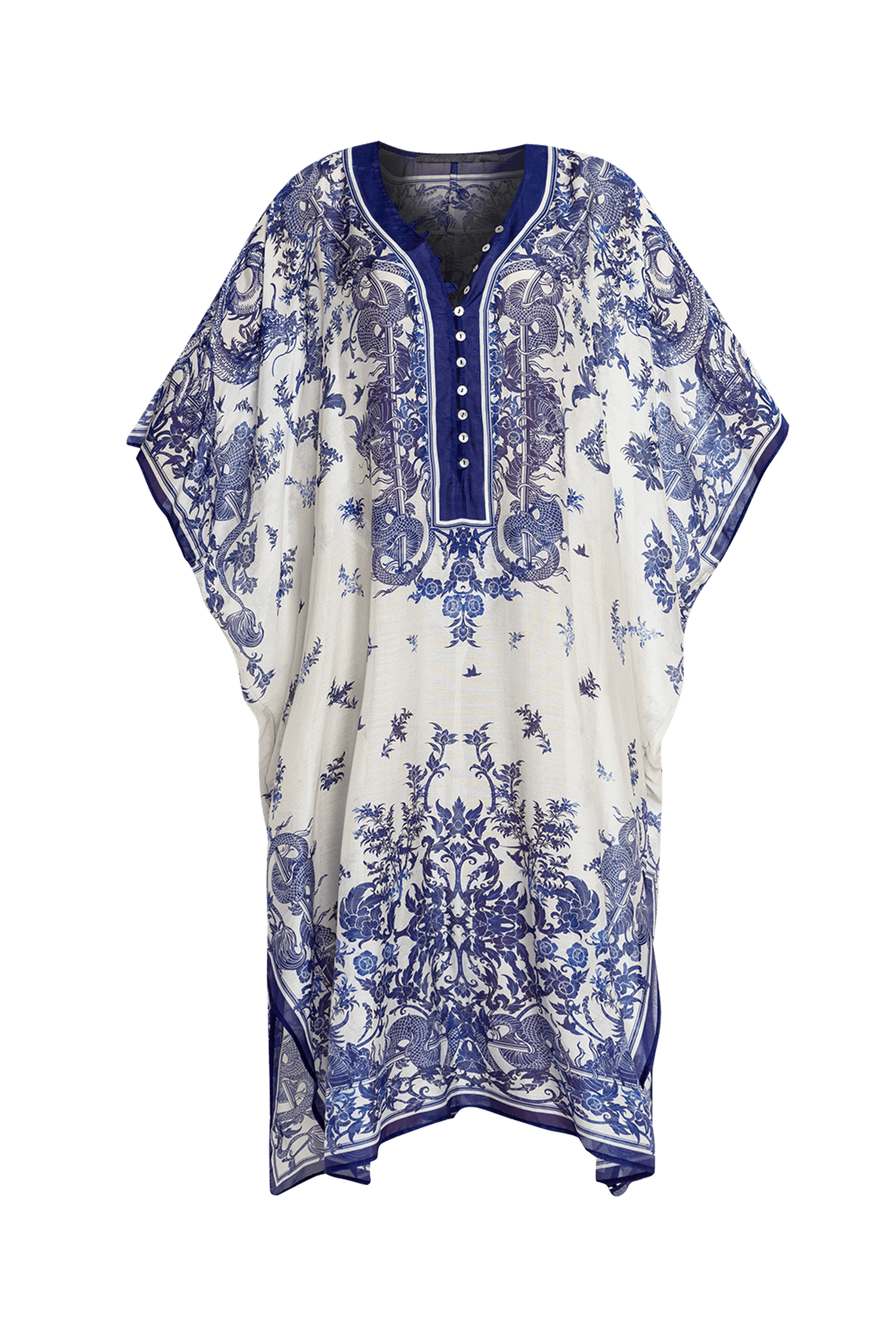 Hedvábně bavlněný kaftan - Asijská obloha