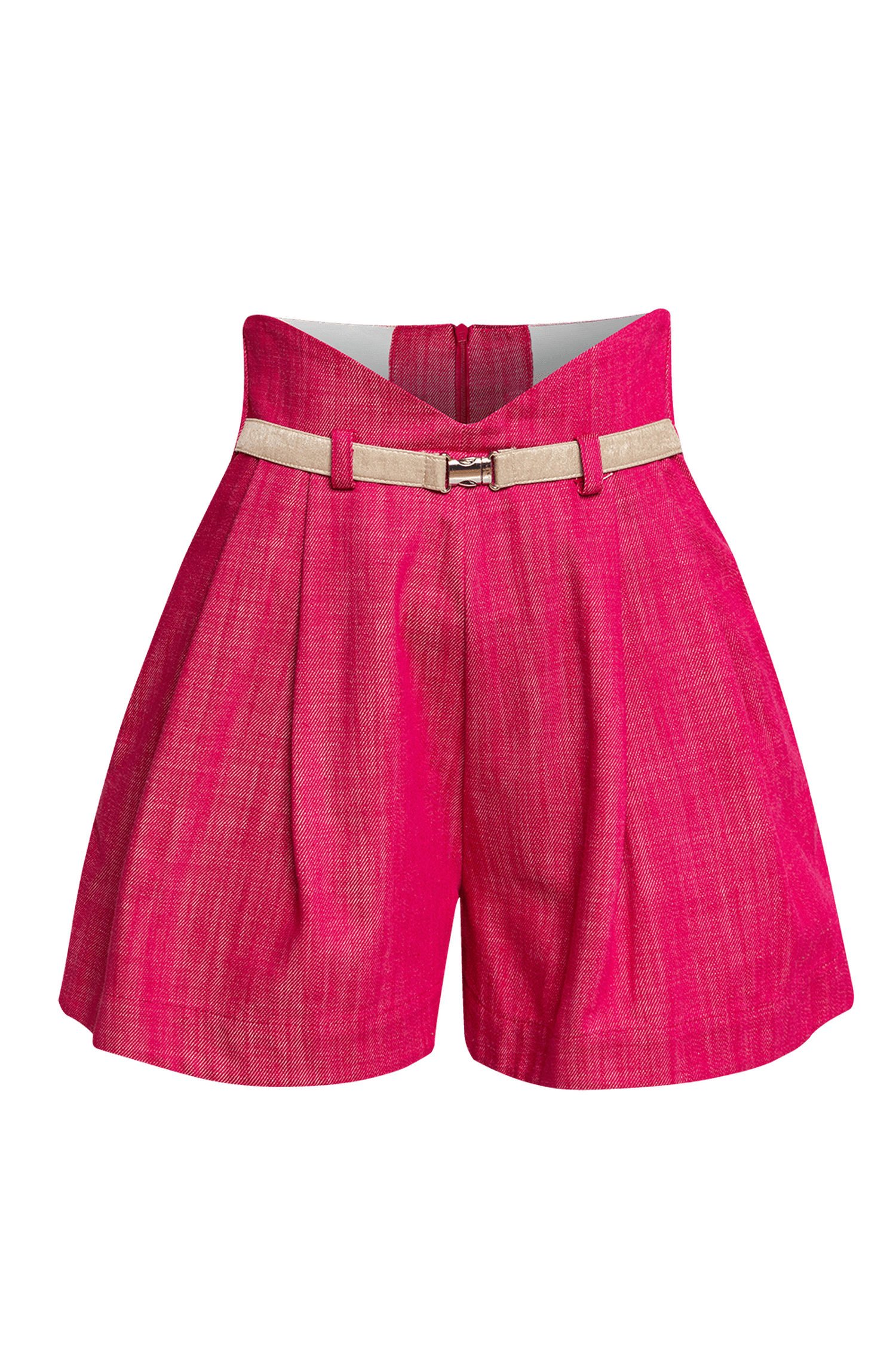 HIGH WAIST RASPBERRY DENIM BERMUDA - ESSENTIALS