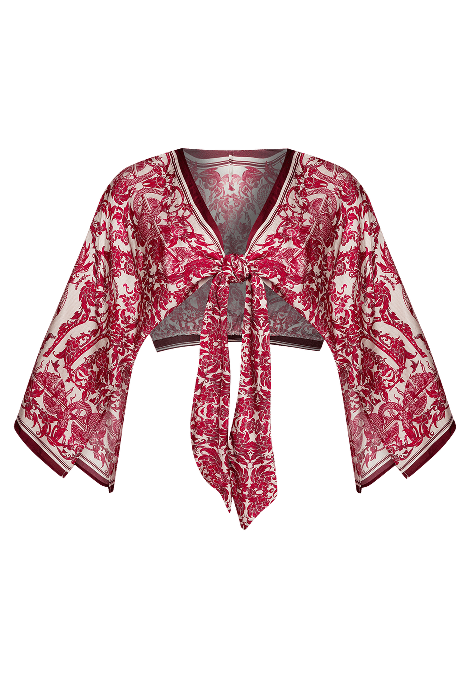 VISCOSE CROP KIMONO - ASIA BORDEAUX
