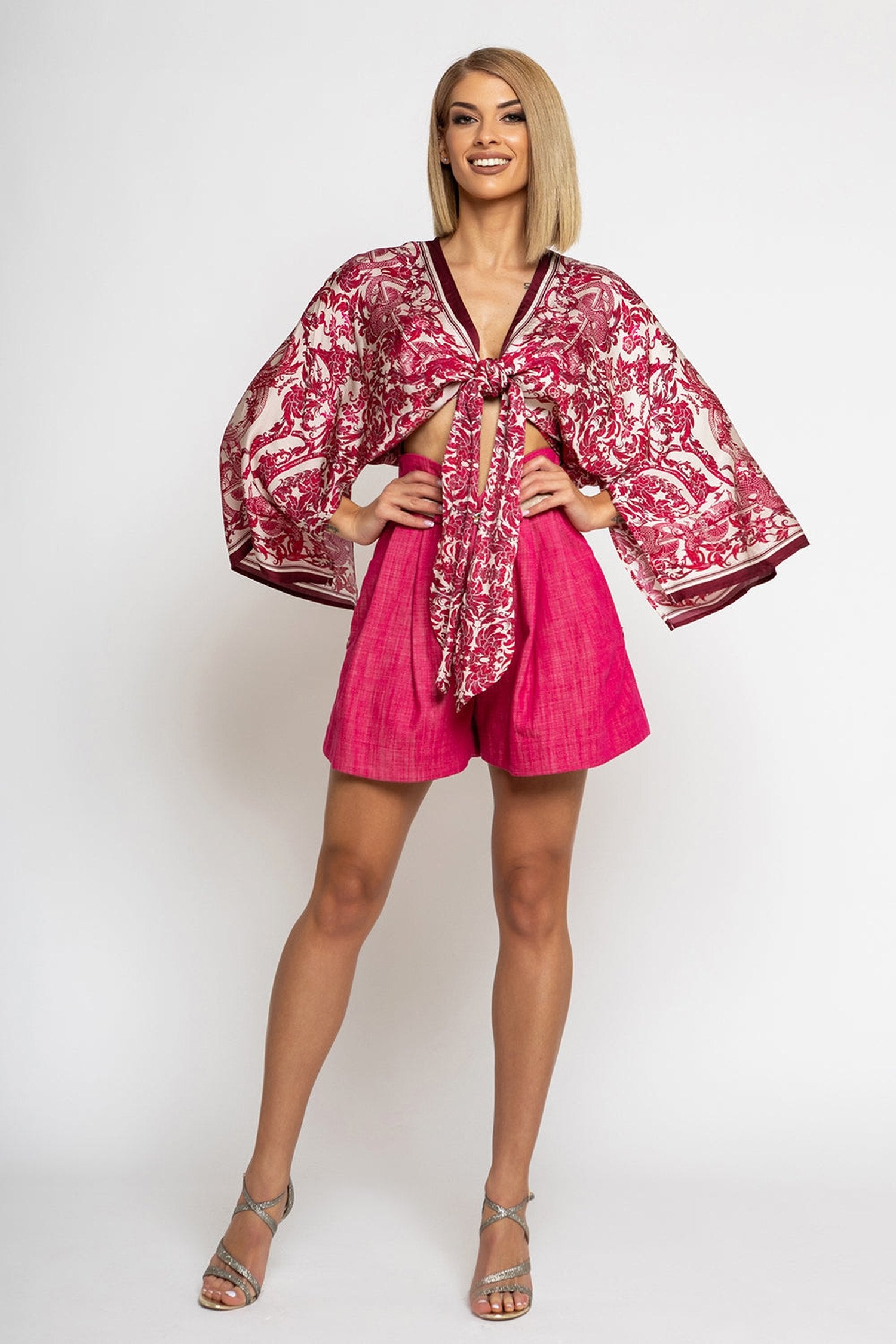 HIGH WAIST RASPBERRY DENIM BERMUDA - ESSENTIALS