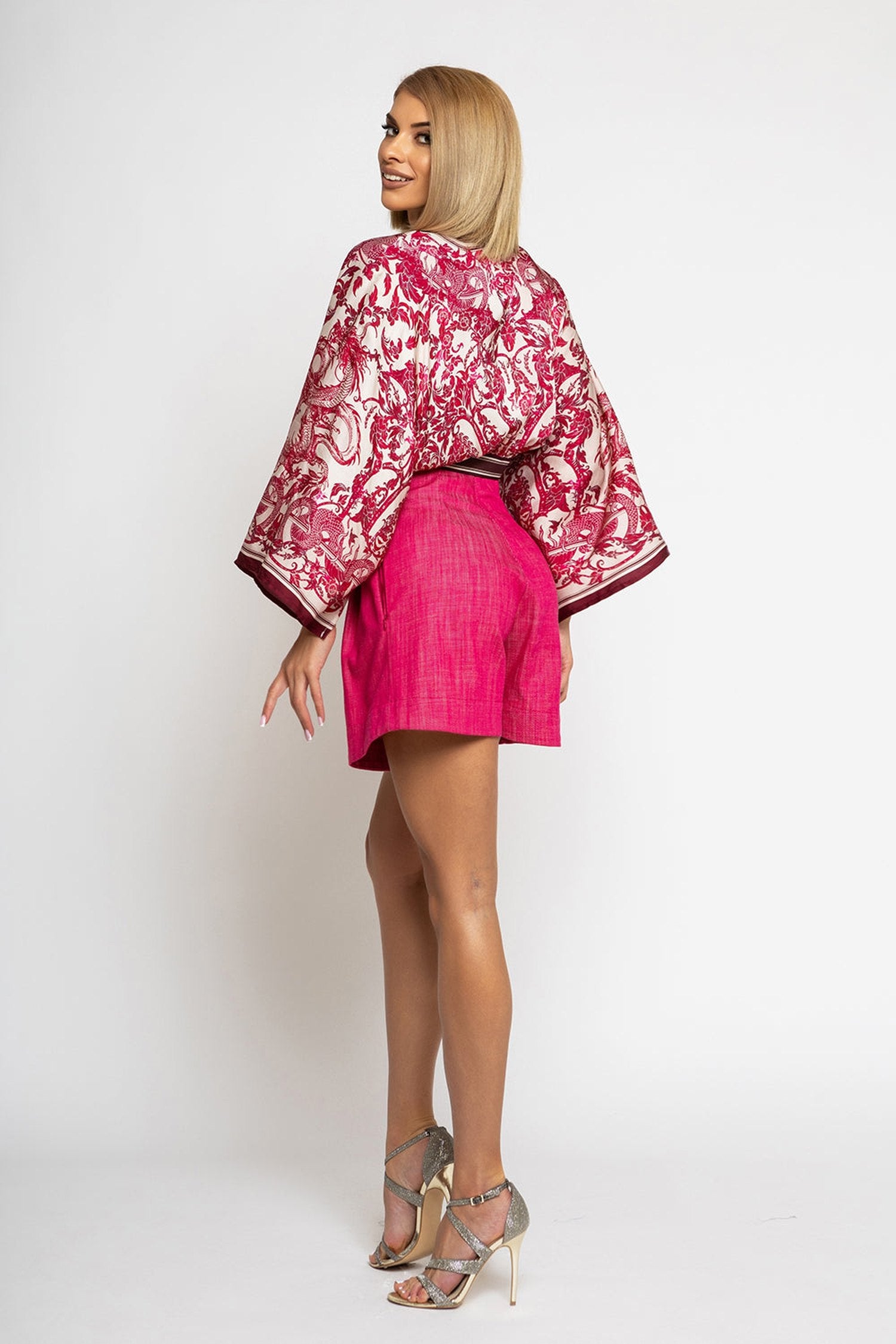 HIGH WAIST RASPBERRY DENIM BERMUDA - ESSENTIALS