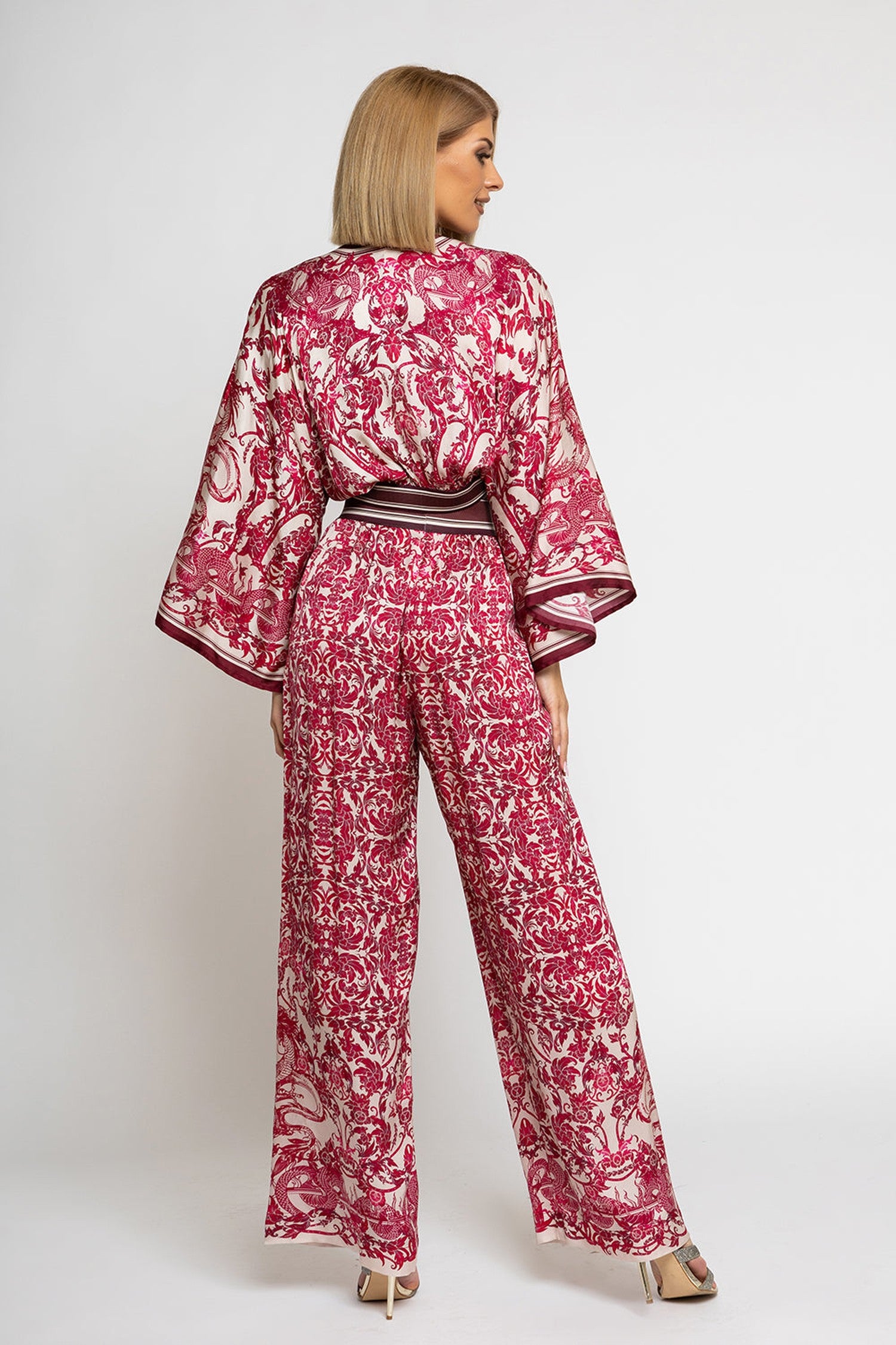 LOCKERE HOSE UND VISKOSE-SCHAL SET - ASIA BORDEAUX