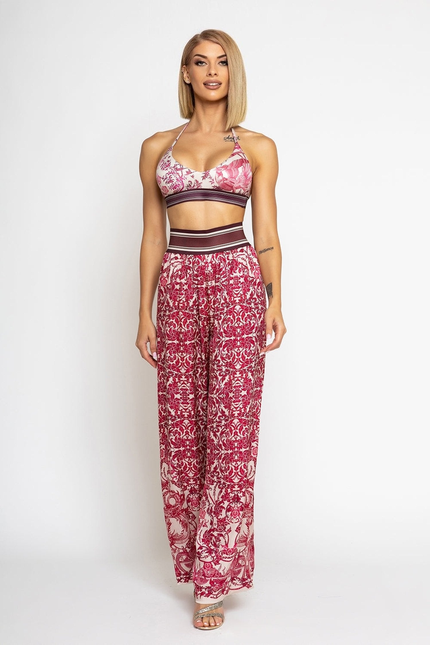 LOCKERE HOSE UND VISKOSE-SCHAL SET - ASIA BORDEAUX