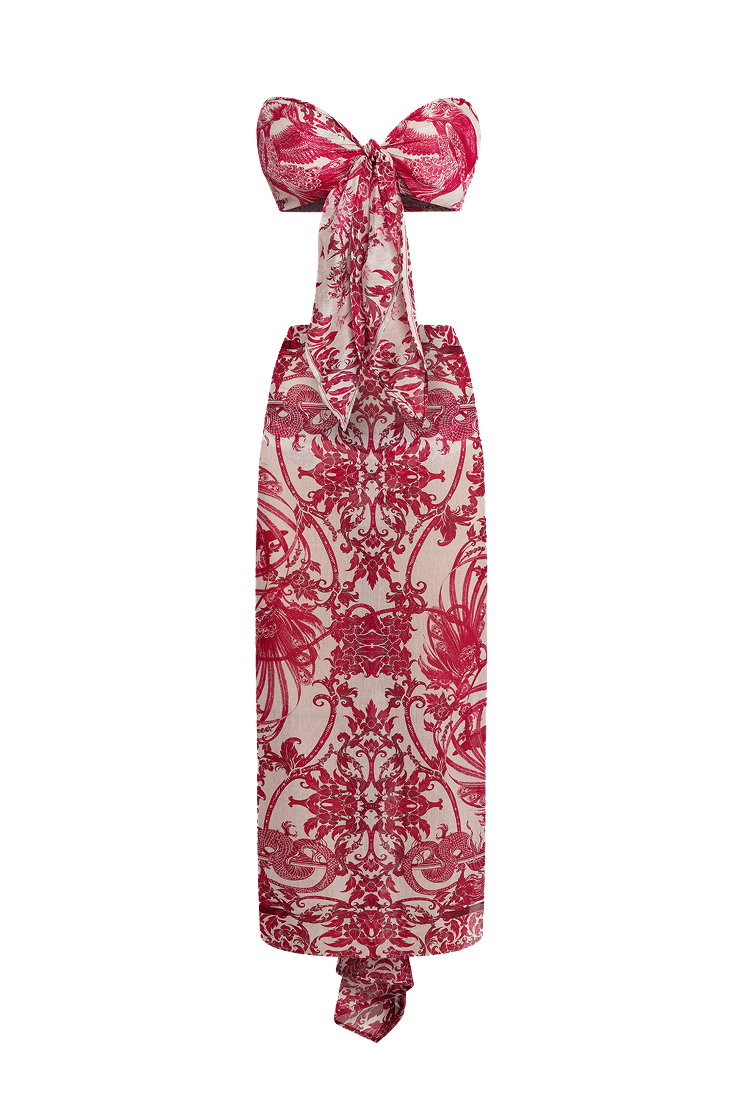 COTTON SILK PAREO AND SCARF SET - ASIA BORDEAUX