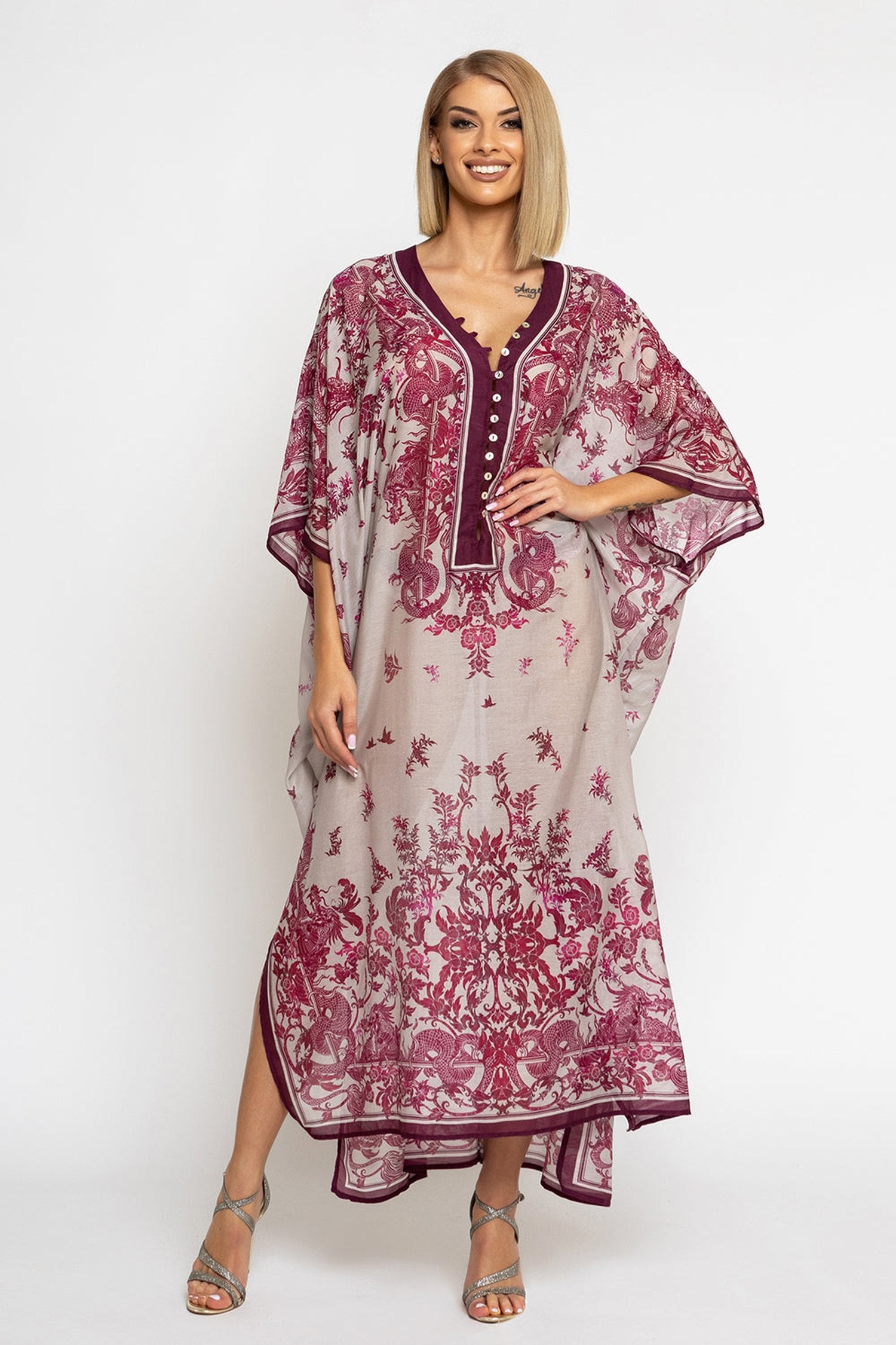 CAFTANO IN COTONE SETA - ASIA BORDEAUX