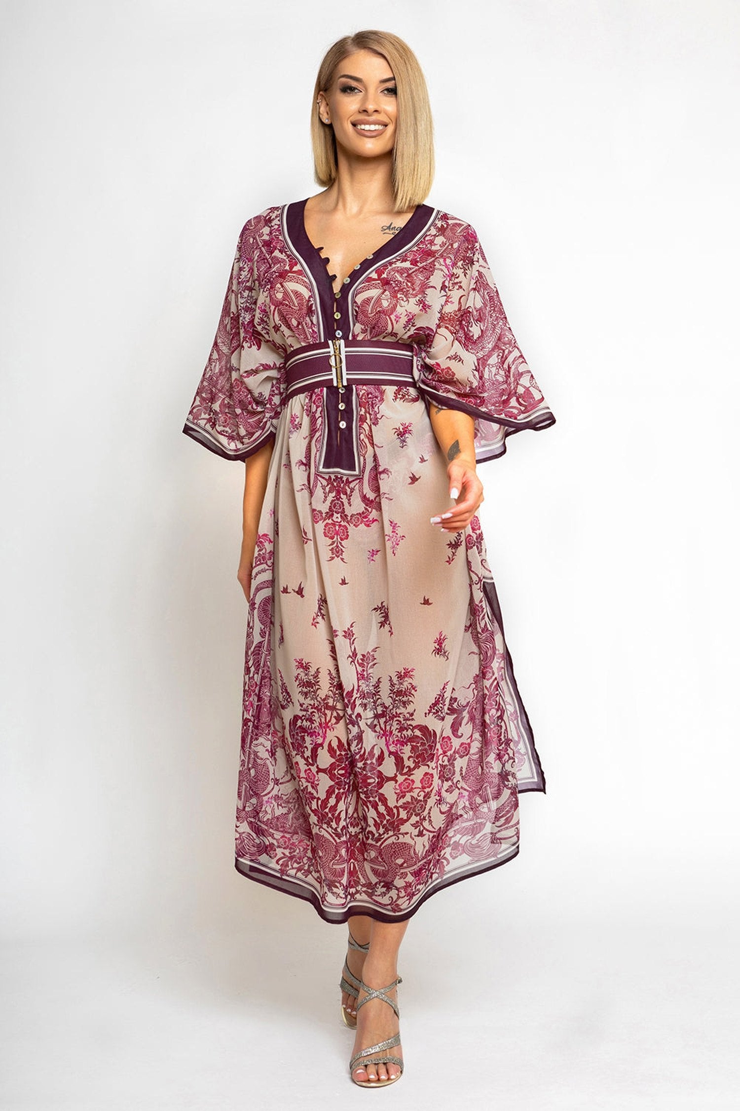 CAFTANO IN COTONE SETA - ASIA BORDEAUX