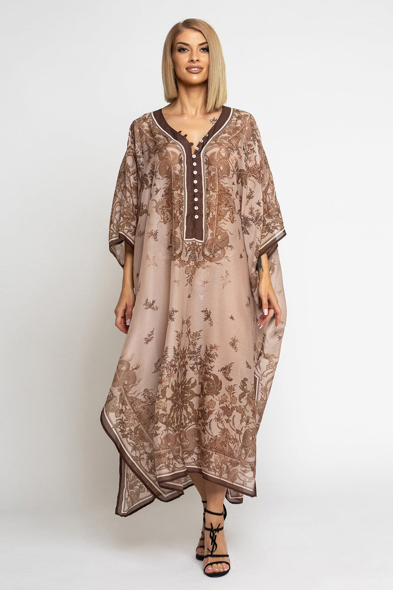 SILK COTTON CAFTAN - ASIA BEIGE