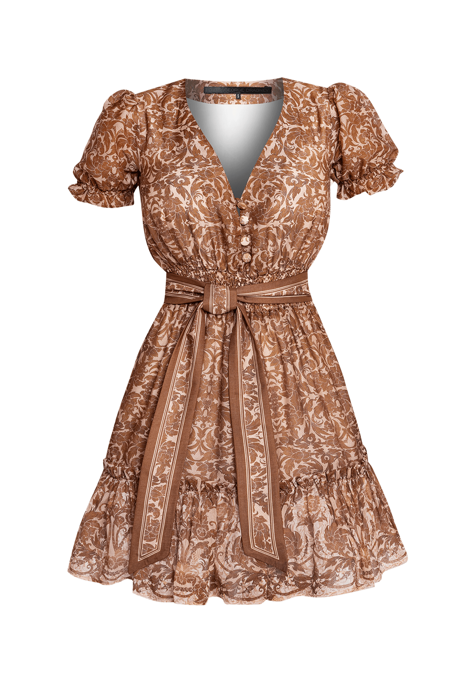 ŠATY Z CHIFFONU S VÝSTŘIHEM - ASIA BEIGE