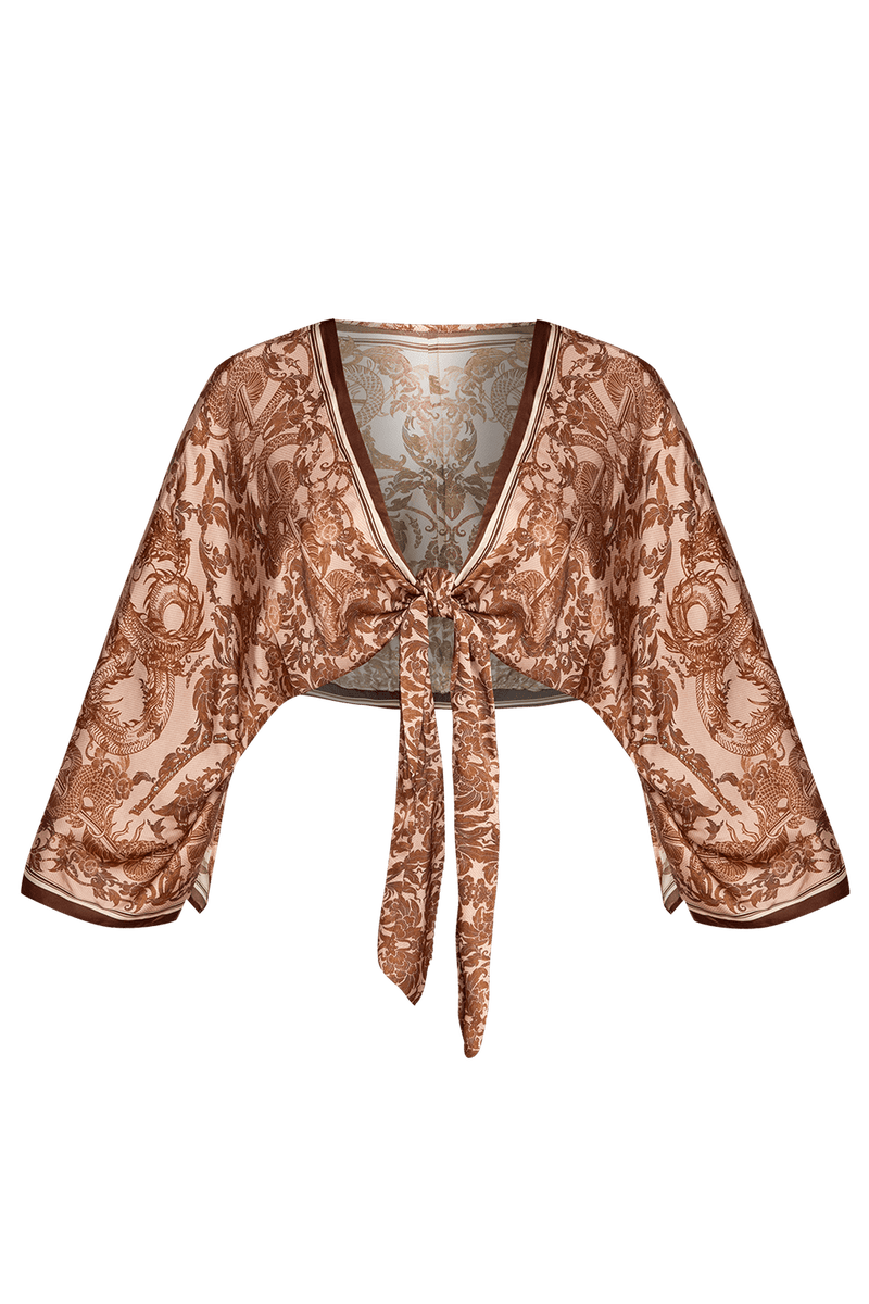 VISCOSE CROP KIMONO - ASIA BEIGE JIORO КРОП КИМОНО ОТ ВИСКОЗА - ASIA BEIGE JIORO