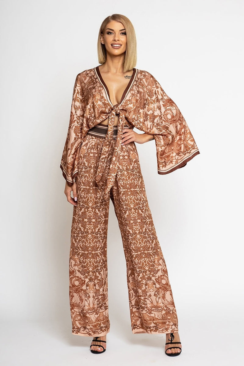 VISCOSE CROP KIMONO - ASIA BEIGE JIORO КРОП КИМОНО ОТ ВИСКОЗА - ASIA BEIGE JIORO