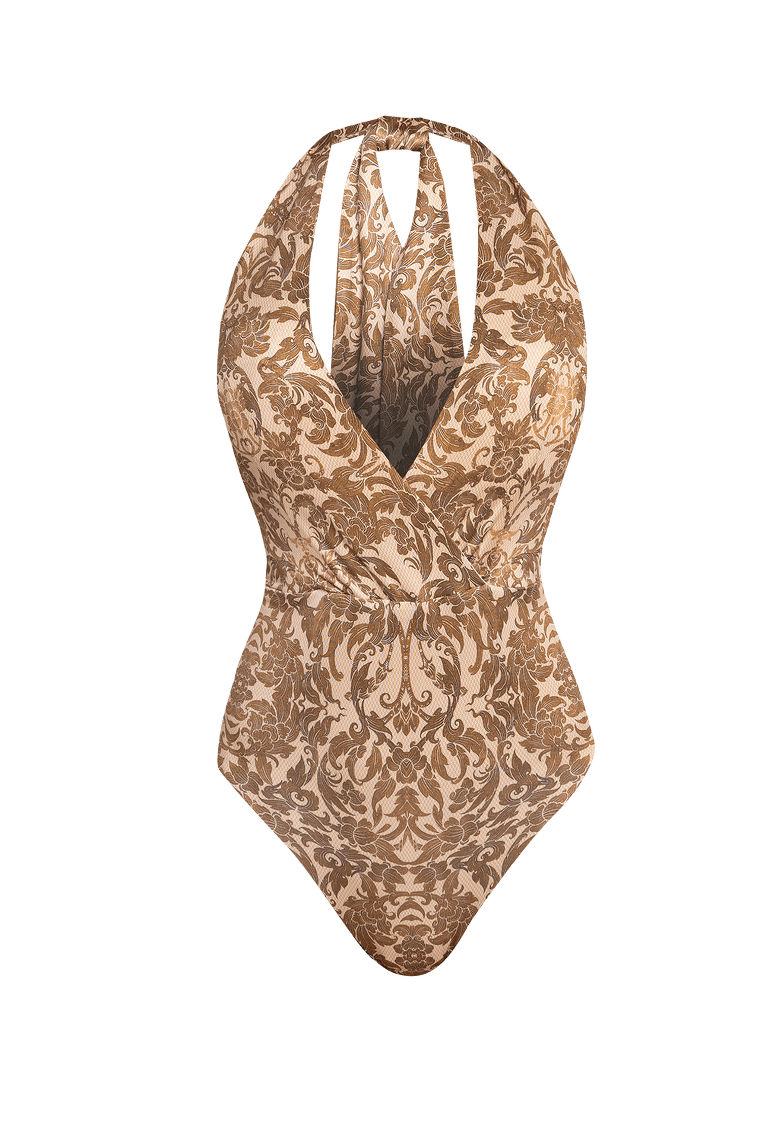 ONE-PIECE SWIMSUIT WITH DEEP NECKLINE - ASIA BEIGE