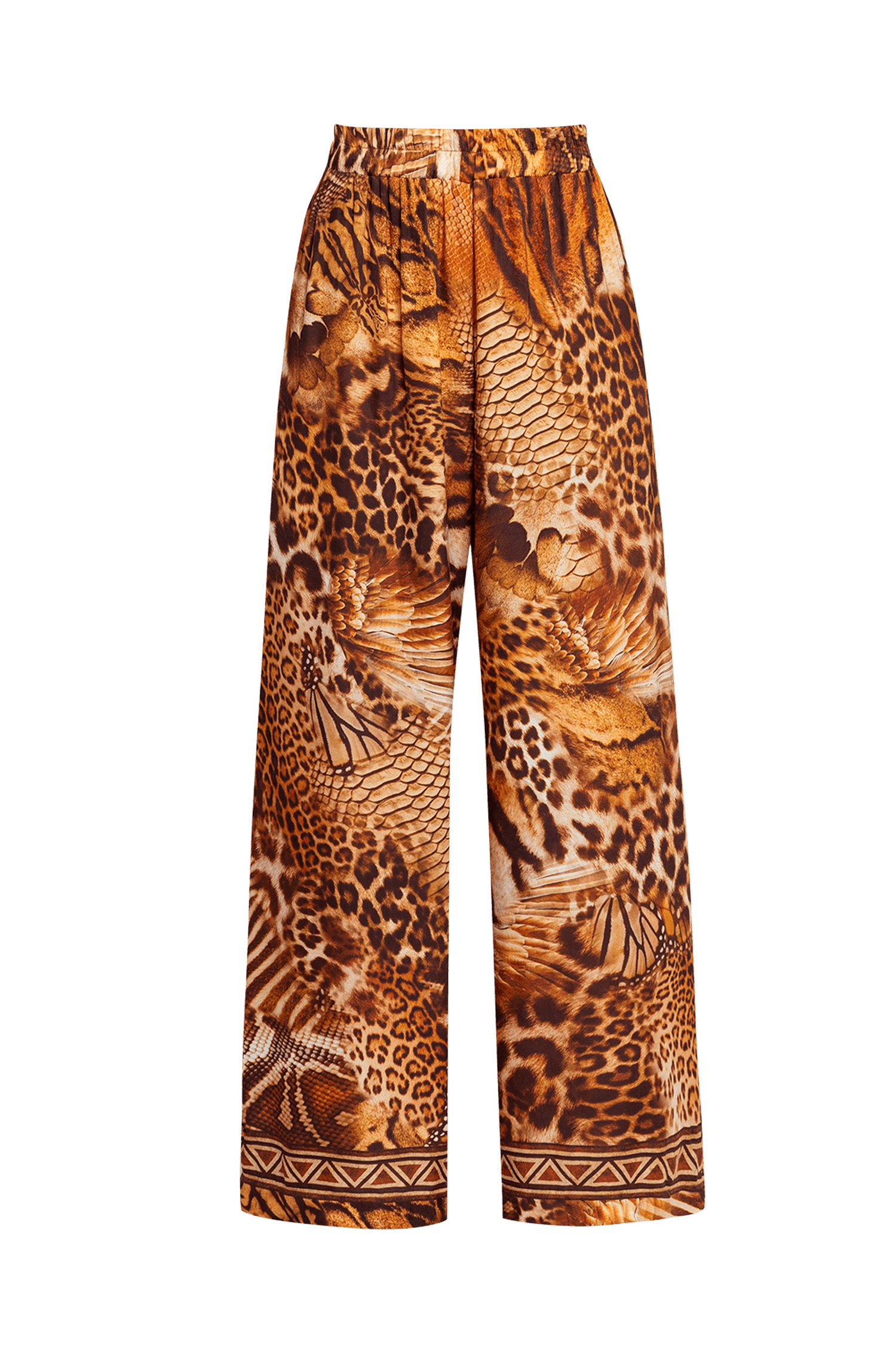 SATIN VISCOSE LOOSE FIT PANTS - LEO SAND