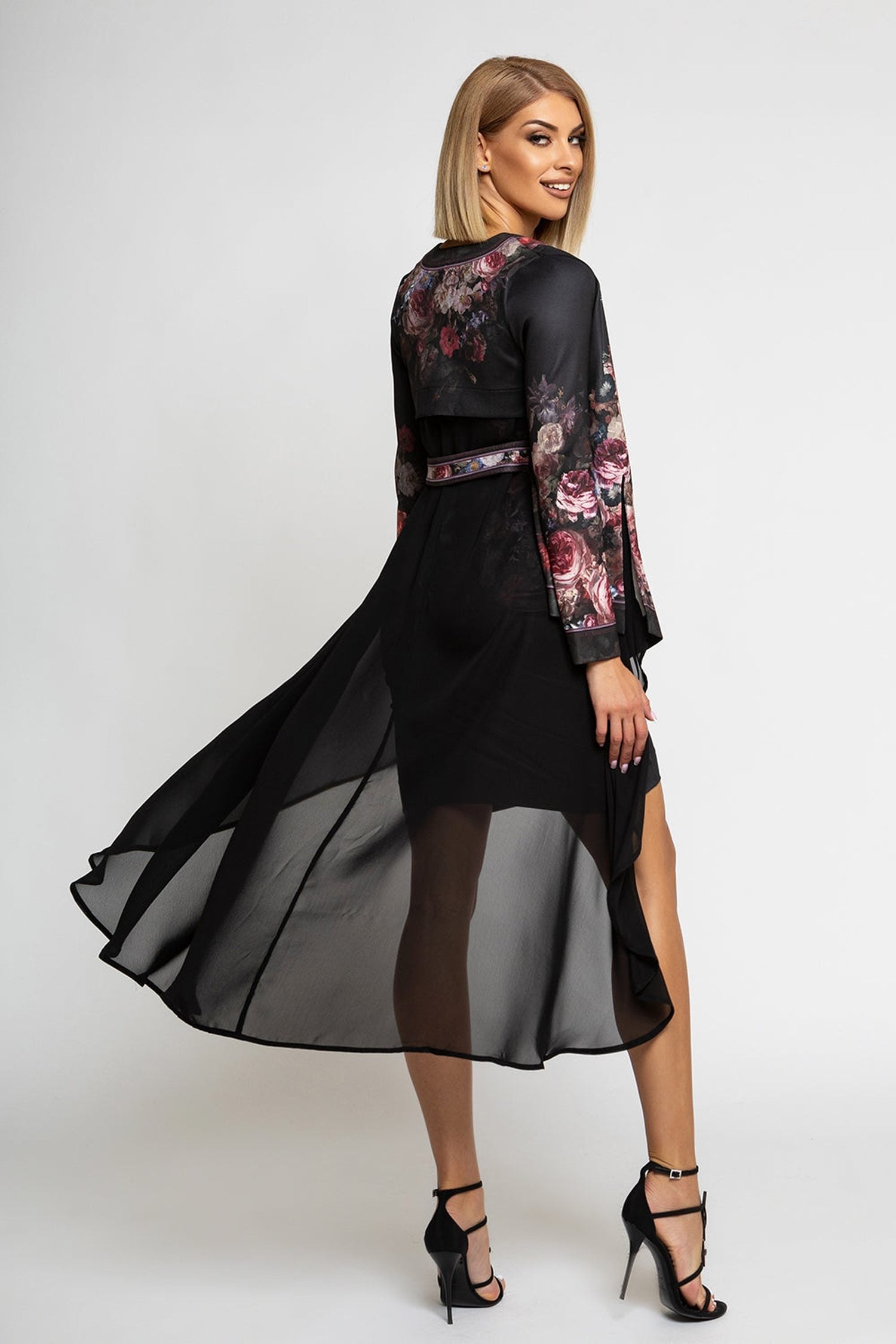 ELEGANTER CHIFFONMANTEL - VINTAGE-BLUMEN