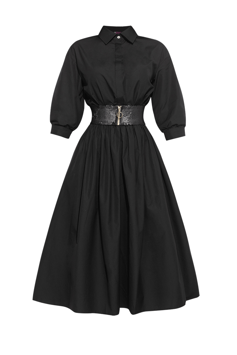 ABITO LARGO IN POPLIN CON CINTURA - ESSENTIALS