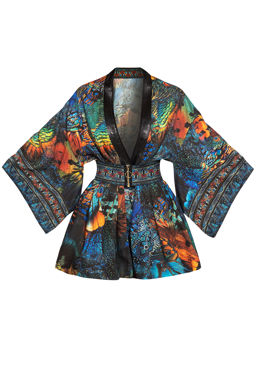 ZKRÁCENÉ VISKÓZOVÉ KIMONO S ELASTICKÝM PÁSKEM - AMAZONIA