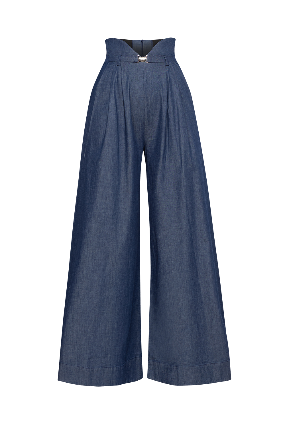 HIGH WAIST WIDE LEG DENIM PANTS - ESSENTIALS